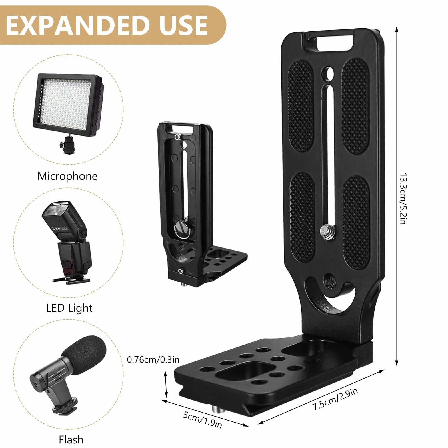 Wspornik DSLR L do Arca Swiss Quick Release Plate, poziomy pionowy uchwyt na statyw do kamery L ze śrubą 1/10.2 cm, kompatybilny ze statywem DJI Canon, Nikon, Sony, akcesoria do statywu