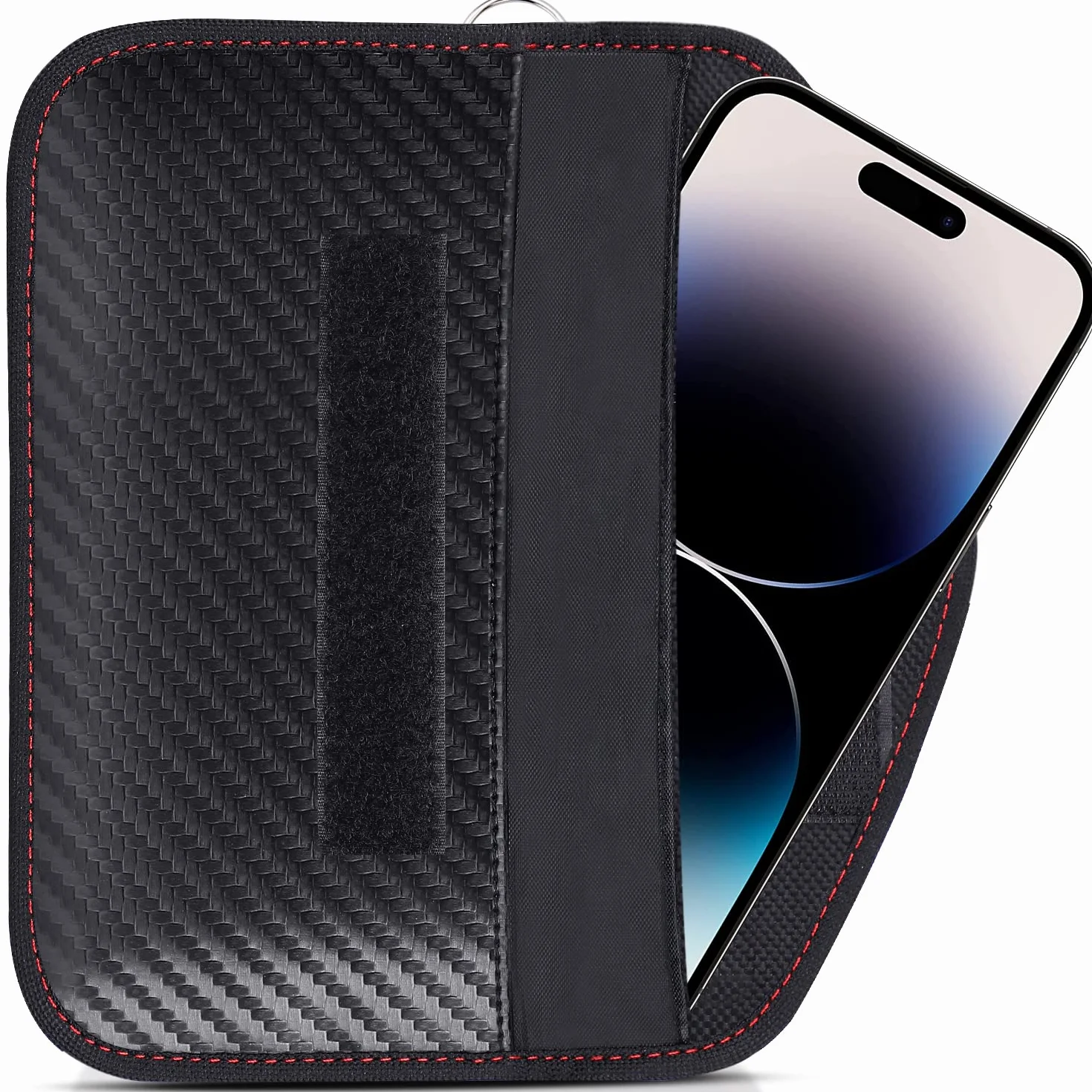 Samfolk Etui na telefon komórkowy z funkcją Anti Tracking Universal XL do smartfona Display Max 7,8" - Faraday pokrowiec na telefon komórkowy ochrona przed promieniowaniem włókno węglowe czarne
