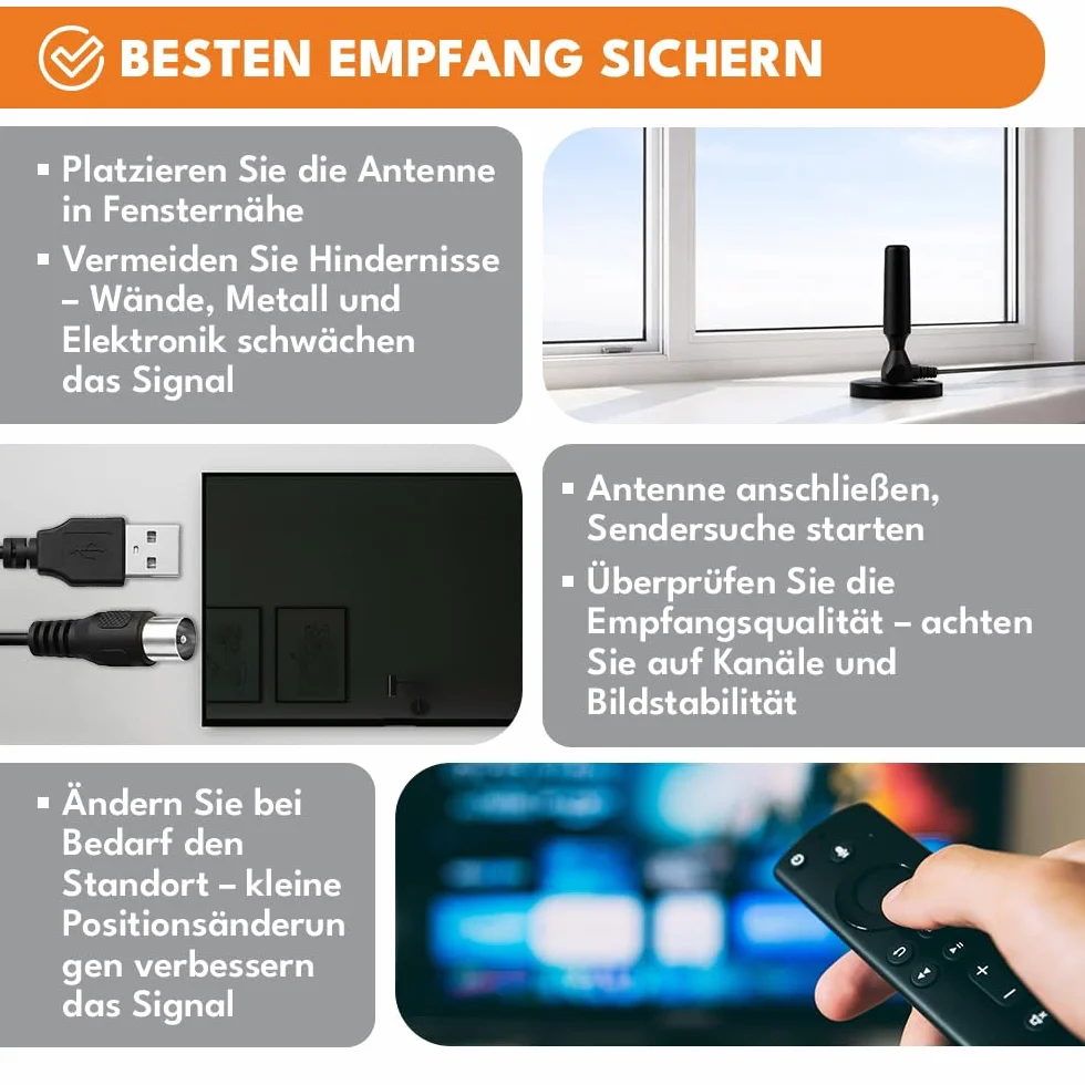 KRUMAD Wzmacniacz antenowy do telewizji kablowej, odbiornik DVBT2, antena ze wzmacniaczem wewnętrznym, antena TV, wzmacniacz anteny, telewizja cyfrowa, antena pokojowa dvbt, odbiór TV bez satelity