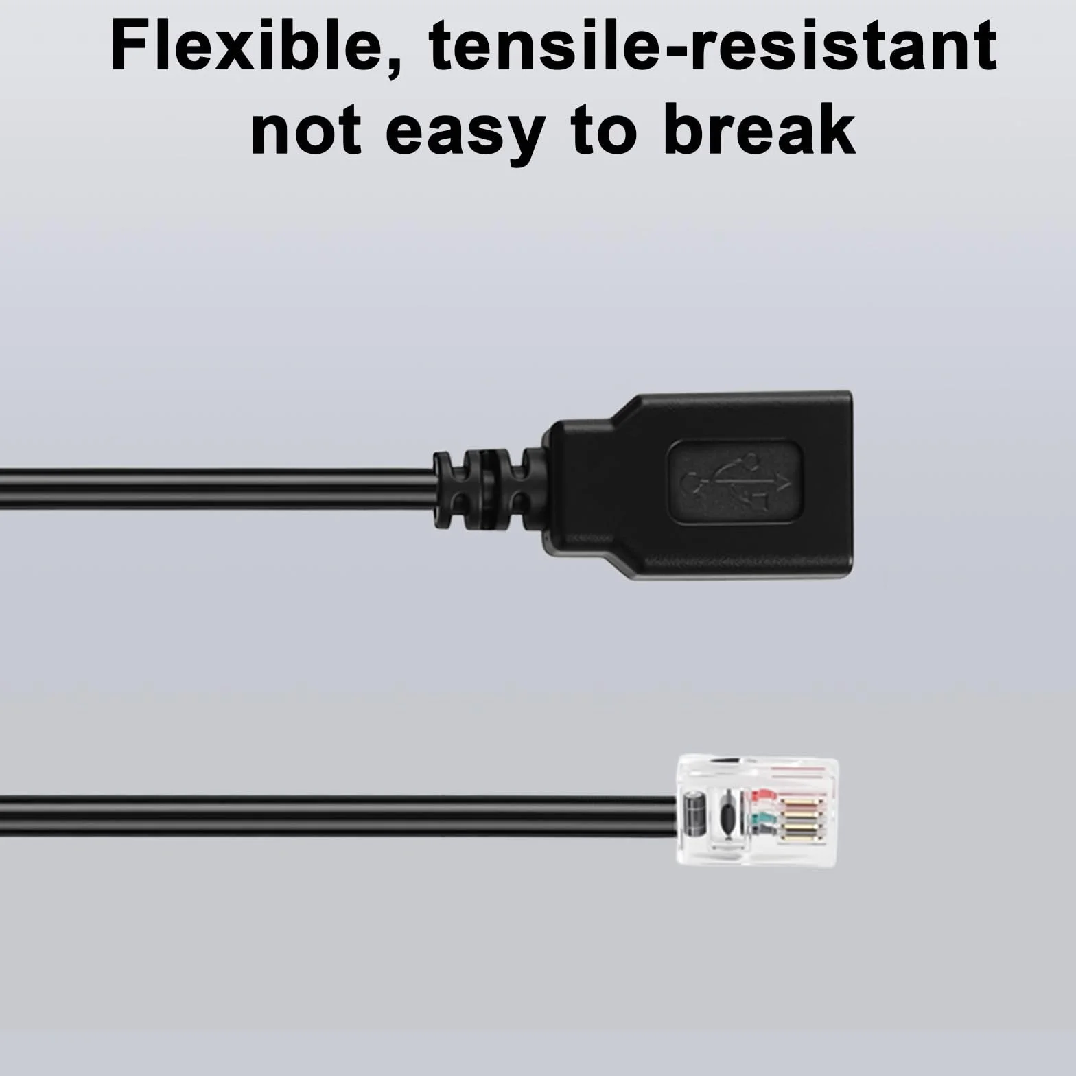 Kabel RJ9 Męski na USB Żeński, 30cm Adapter 4P4C na Gniazdo Telefoniczne USB do Telefonów VoIP Faksów i Demodulacji Połączeń Telefonicznych (Czarny)
