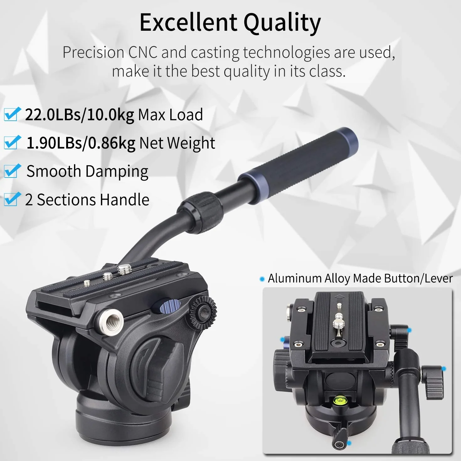 Innorel F60 profesjonalny statyw do kamery wideo, głowica uchylna 1/4 i 3/8 cala, płyta przesuwna DSLR, kamera, teleskop, maksymalne obciążenie 10 kg