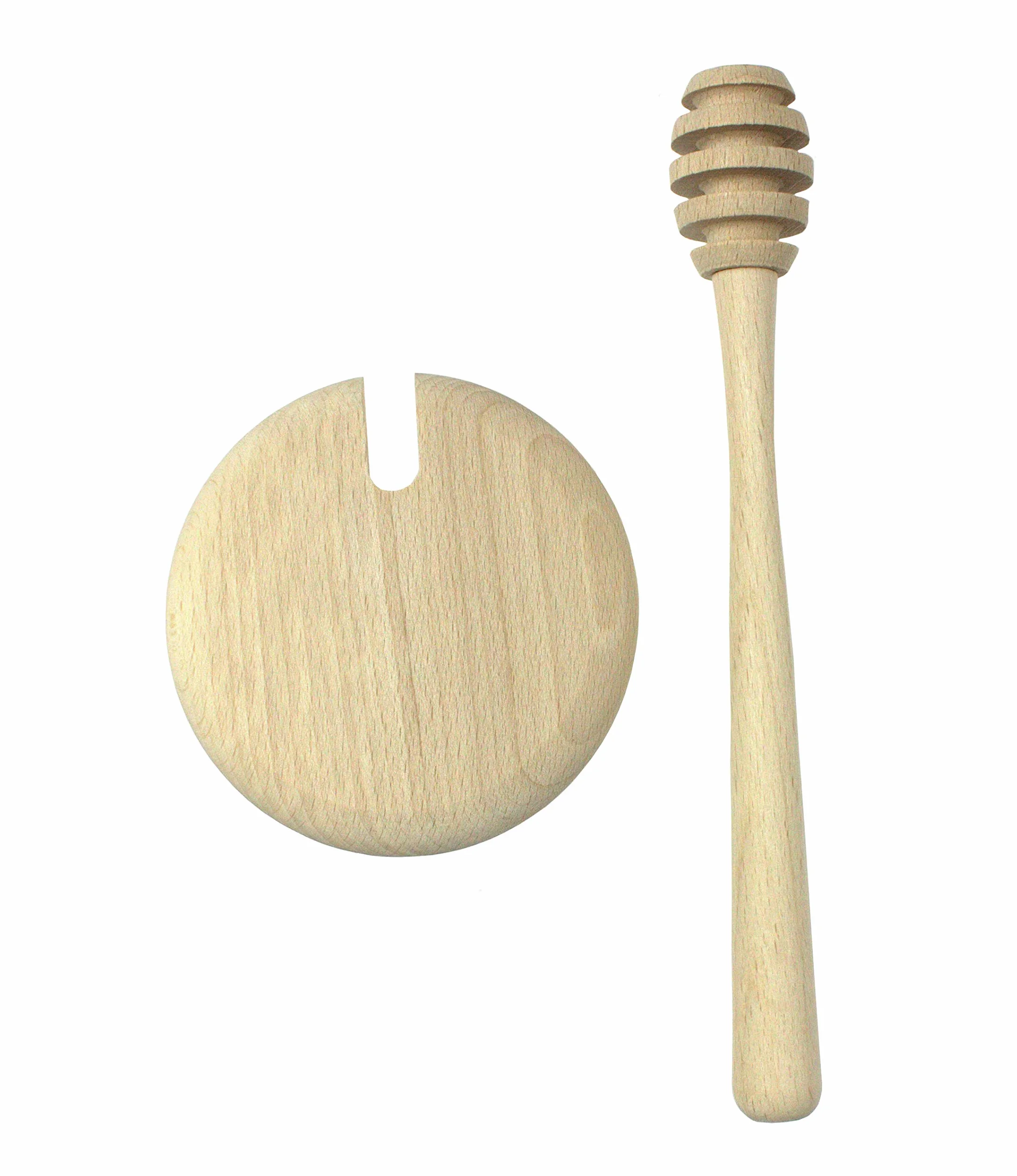 EFO Drewniana łyżka do miodu, 18 cm, miód, spirala do płynnego mżawienia syropu i karmelu, dozownik z pokrywką