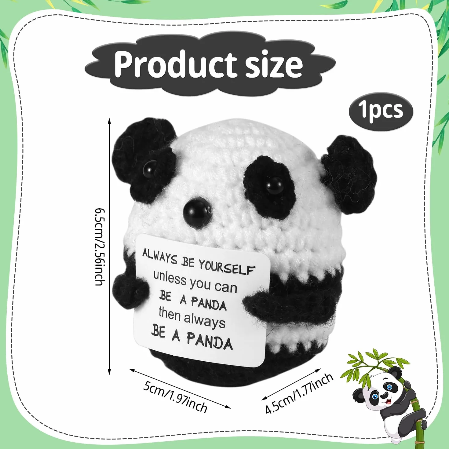 Panda 6.5cm Dzianinowa Zabawka Panda z Kartą Zachęty Urocza Wsparcie Emocjonalne Lalka Panda