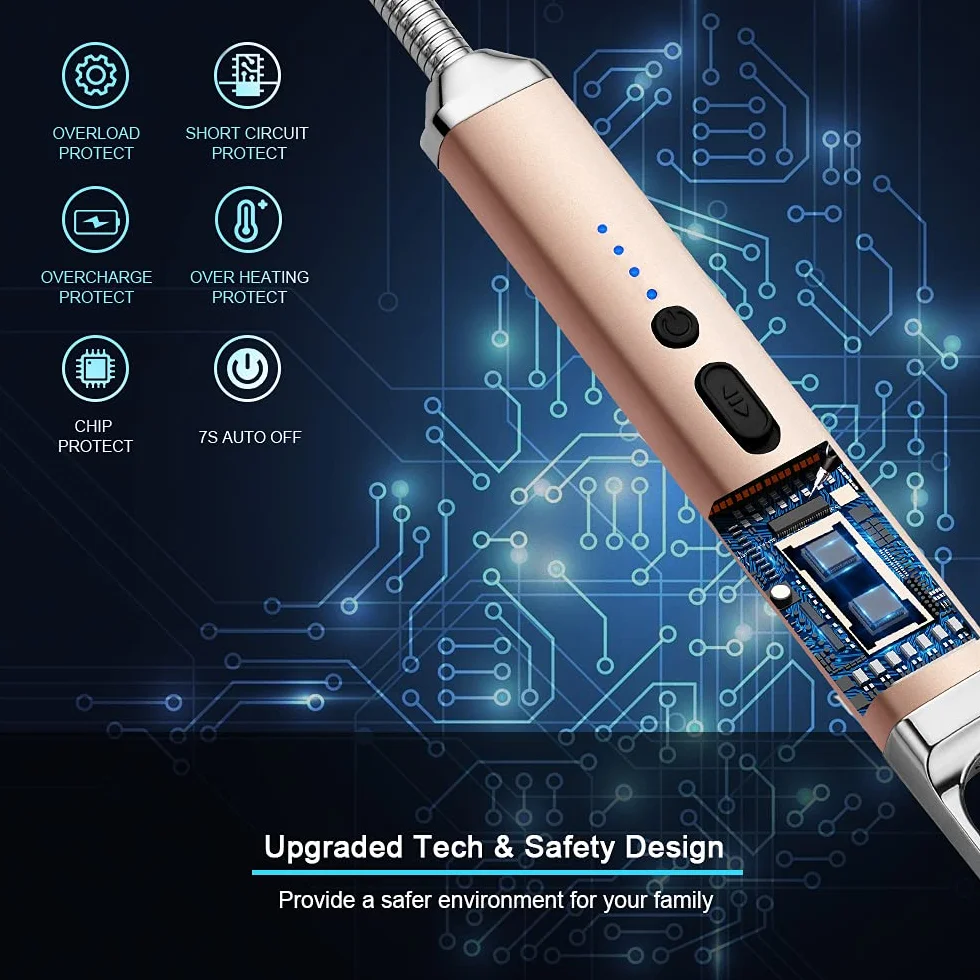 SUPRUS Zapalniczka USB Łuk Świetlny Elektryczna do Świec Kemping Gotowanie Czarna Złota