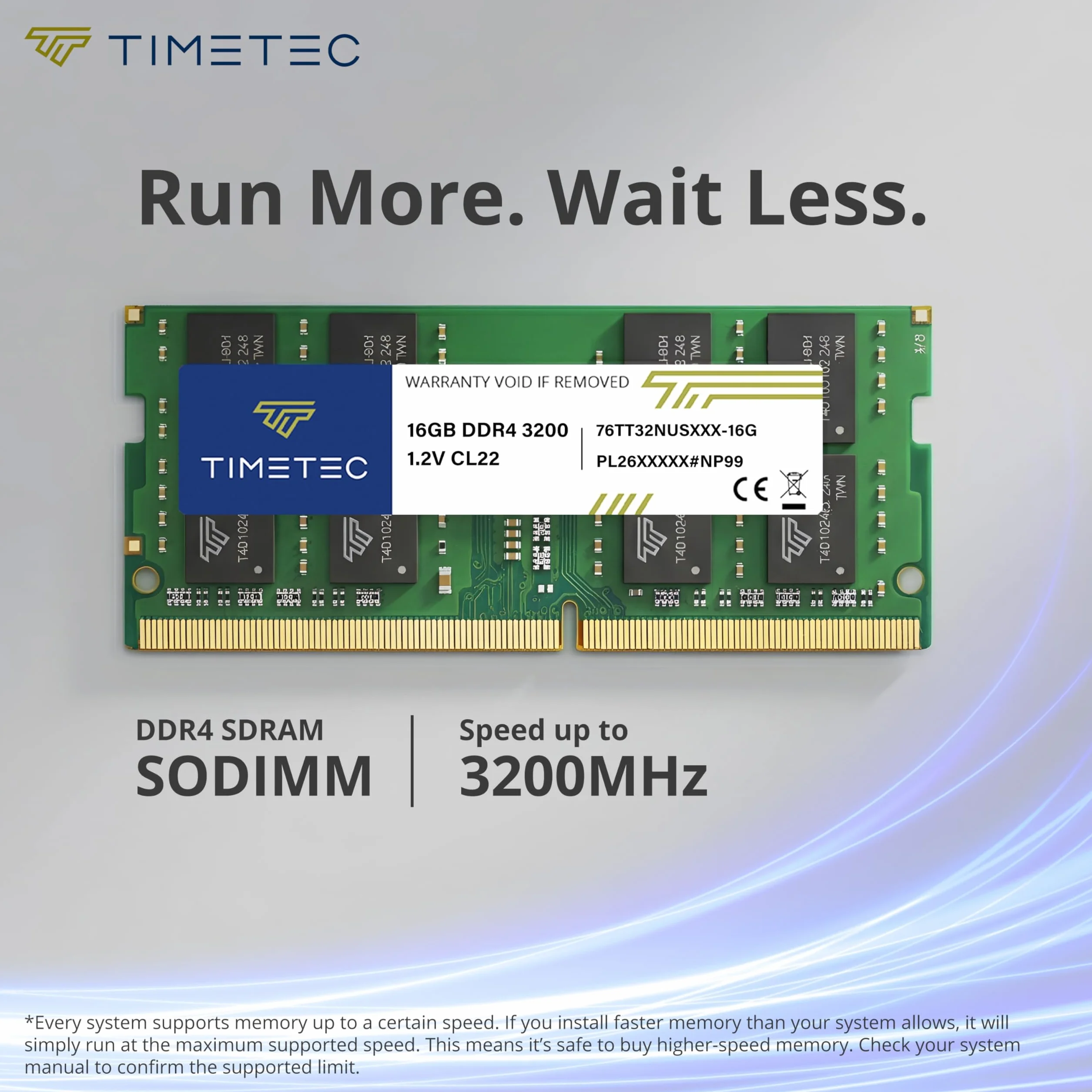 Timetec 32GB (2x16GB) DDR4 3200MHz PC4-25600 Non-ECC Niebuforowany 1.2V CL22 2Rx8 Podwójna ranga 260-pinowy SODIMM dla AMD i Intel Gaming Laptop Notebook PC Pamięć Moduł pamięci RAM Aktualizacja