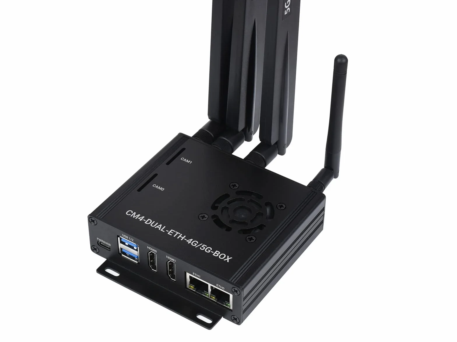 Waveshare Dual Gigabit Ethernet 5G/4G Mini-Computer Based On Raspberry Pi Compute Module 4 (NOT Included) with Metal Case and Cooling Fan