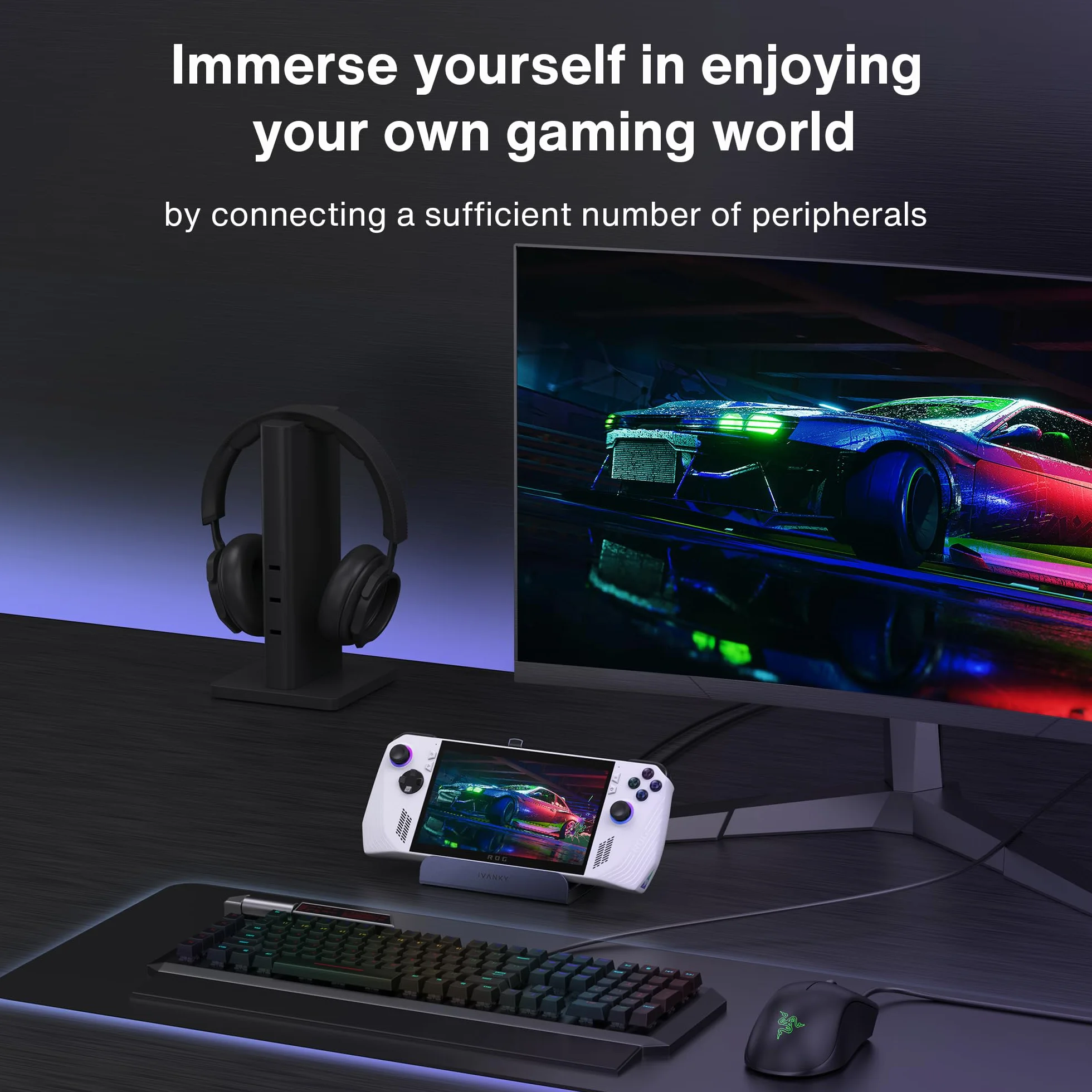 iVANKY 8-w-1 ROG Ally Dock HDMI 2.1 4K@120Hz 1Gbps Ethernet USB-A 3.0 100W USB-C Stacja Dokująca