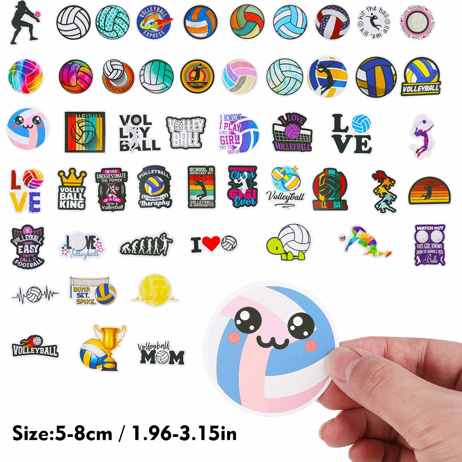 50 sztuk naklejek z akcesoriami do siatkówki, śliczne prezenty do siatkówki, sportu, wodoodporne, winylowe naklejki na laptopa, dla nastolatków, dziewcząt, dorosłych, młodzieży, deskorolki