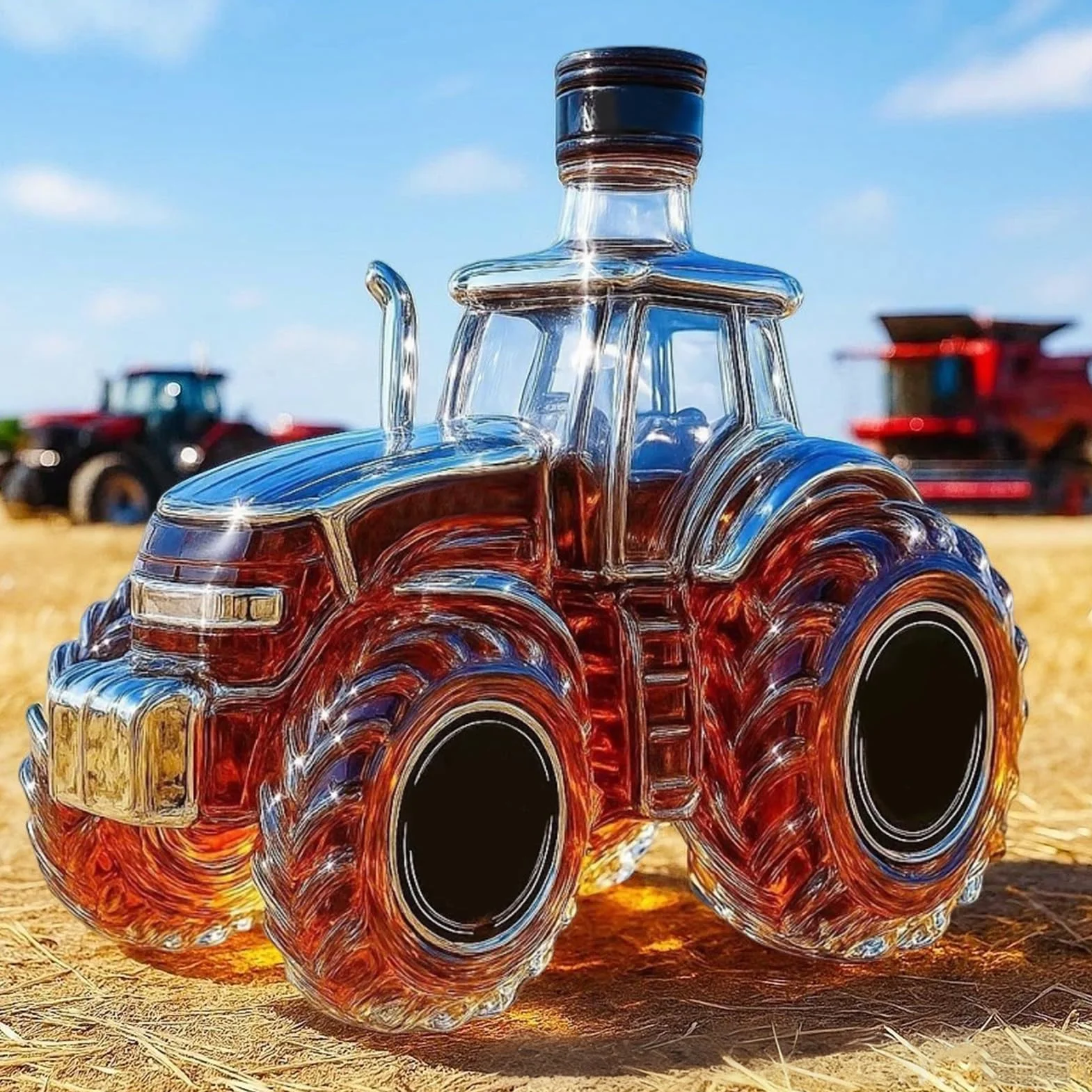 Butelki na alkohol | 300 ml dozownik alkoholu w kształcie traktora - dozownik do butelek wódki whisky, do napojów brandy burbon, rodzinne spotkanie, przyjęcie, Boże Narodzenie, wesela