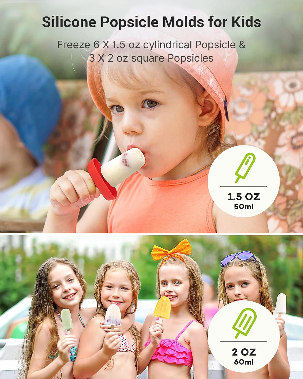 Foremki do lodów dla dzieci, 9 silikonowych foremek do lodów dla dzieci, bez BPA, do samodzielnego wykonania lodów