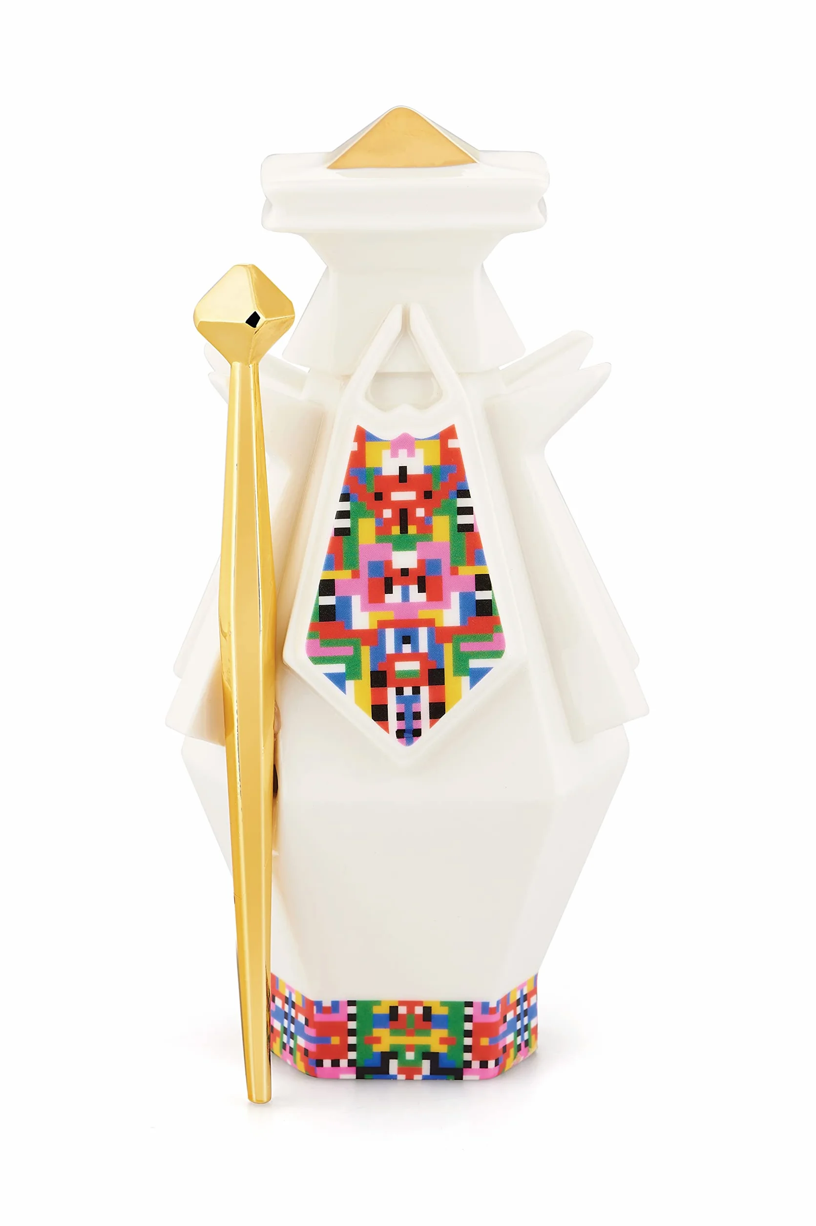 Alessi Joseph ESA05 3 - Rysunek Józef dla Betlejem w porcelanie z ręcznie nakładanymi kalkami i złotymi detalami 24 karat, wielobarwny