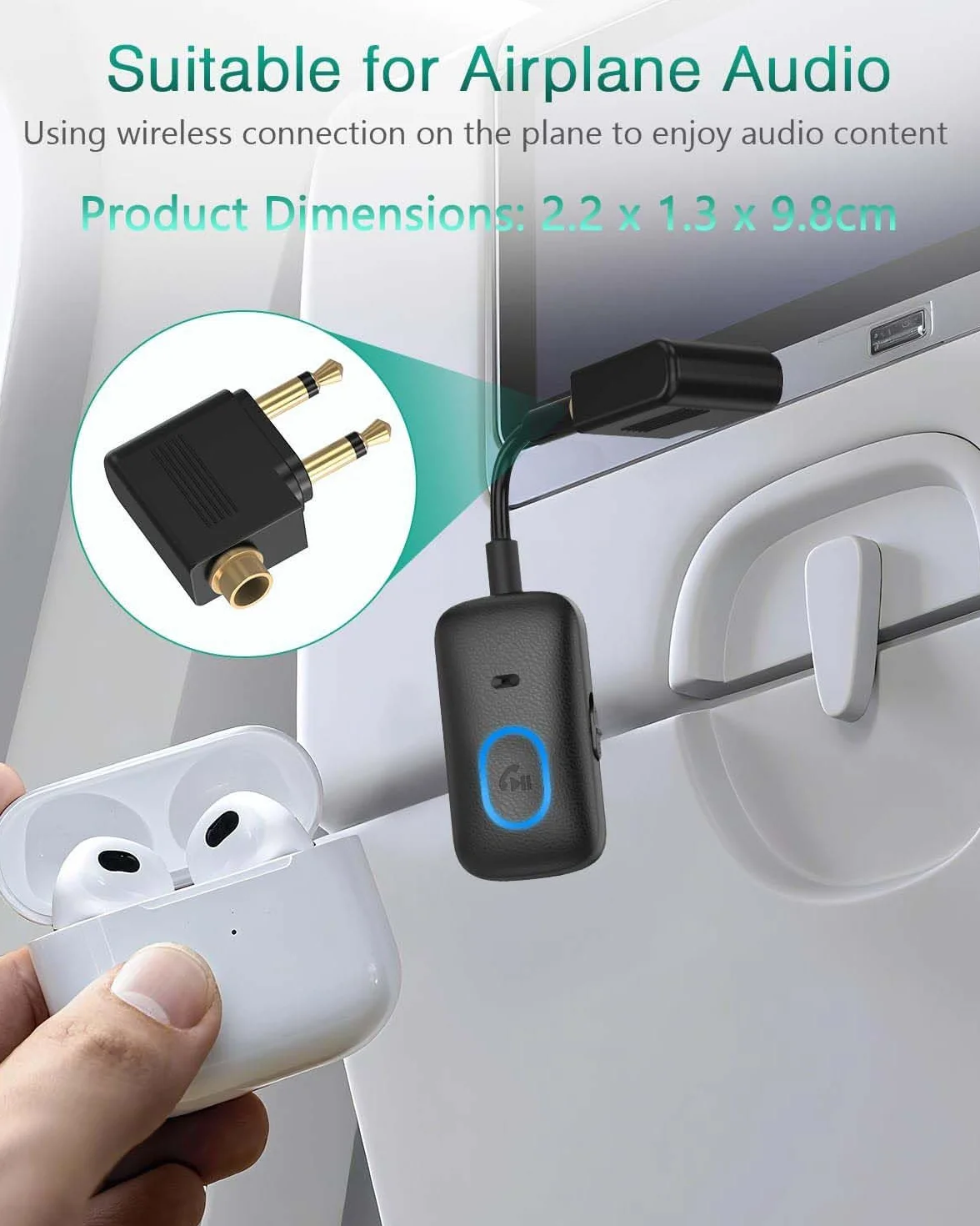 ORIA Adapter AUX Bluetooth, 2 w 1, Bluetooth 5.4, transmiter, odbiornik z zestawem głośnomówiącym, odbiornik audio jack do samochodu, telewizora, komputera, głośnika, słuchawek