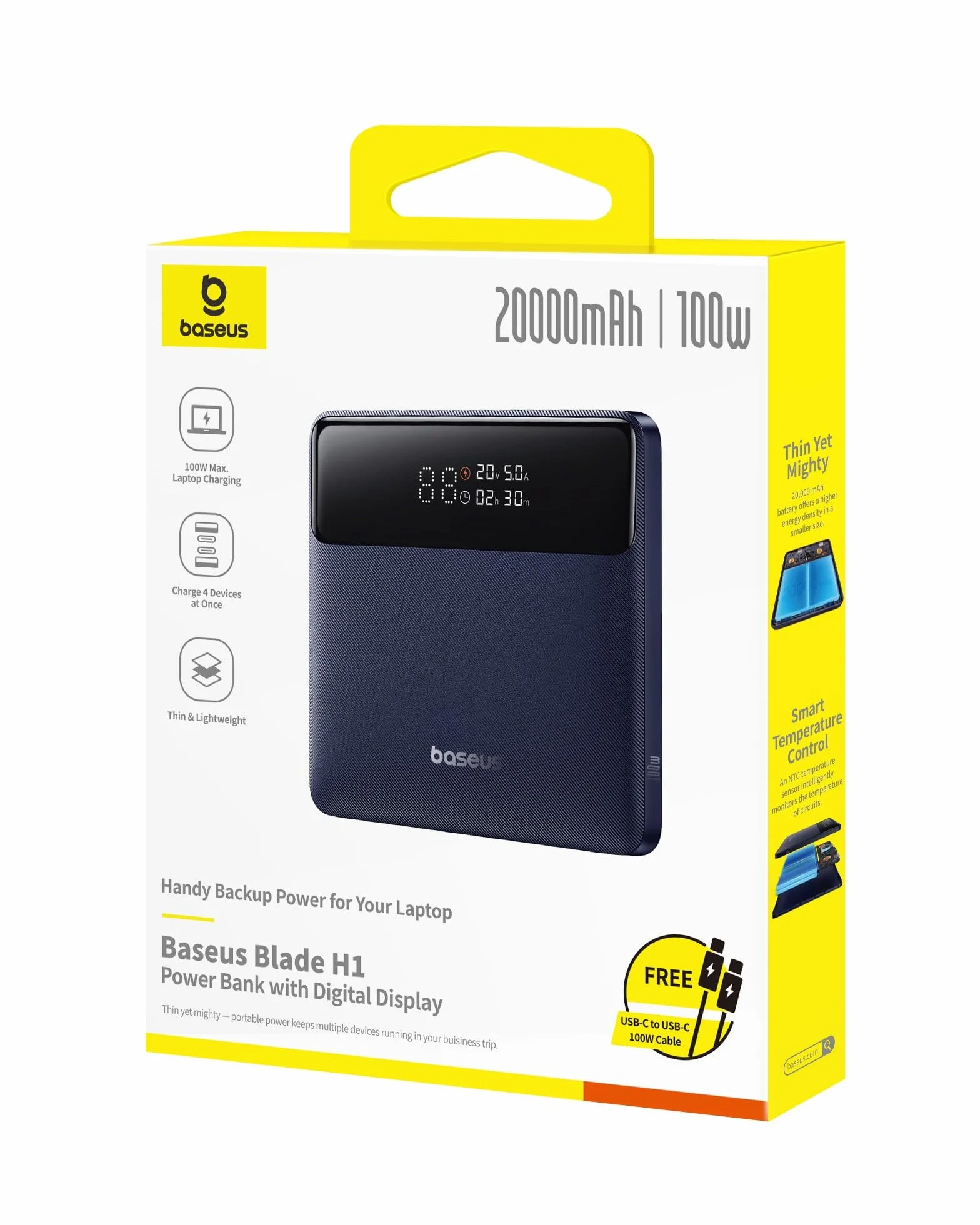 Baseus Blade H1 cyfrowy wyświetlacz power bank 20000 mAh 100 W