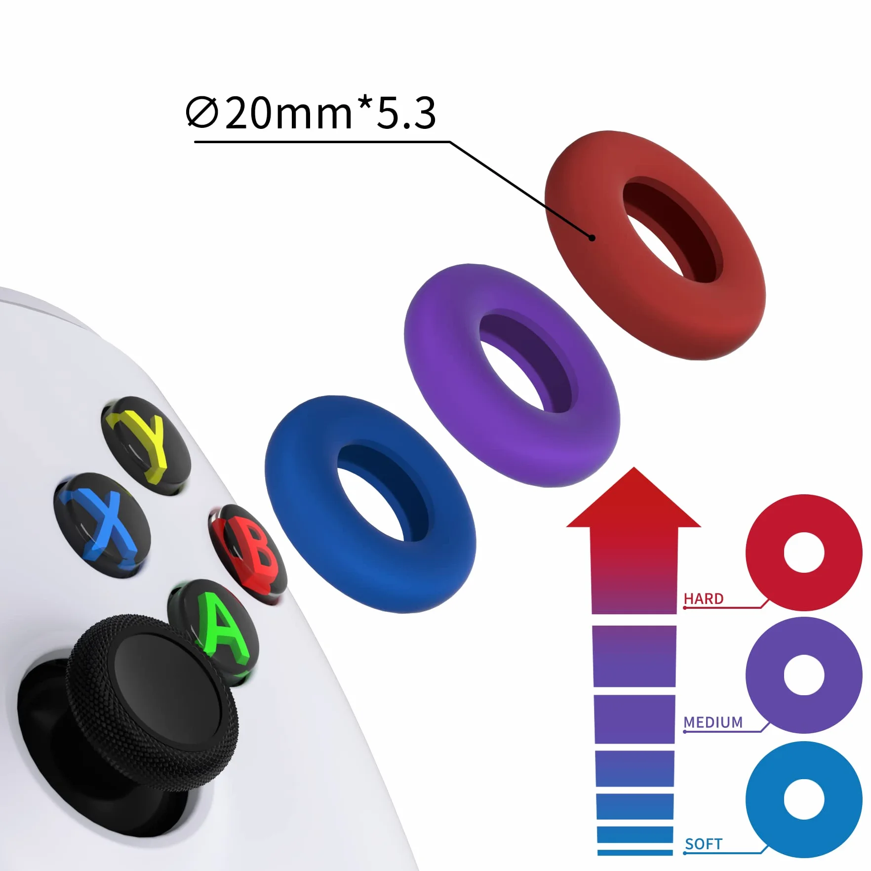 PlayVital 3 par Precision Rings do ps5/ps4 BuffeRings Silikonowe Pierścienie Assist Amortyzatory Thumbsticka do Xbox Series/One X S,do Xbox 360,do Switch Pro,do Steam Deck