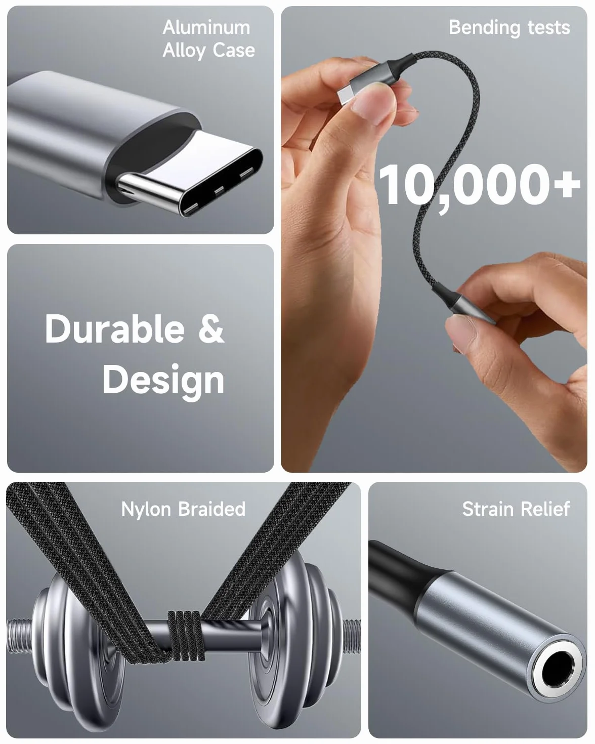 Adapterów Audio USB C do Gniazda 3,5 mm, Adapter Typu C do Gniazda Słuchawkowego Nylonowy Adapter Typu C do Aux USB C dla iPhone'a 17 16 15 Samsung Galaxy Pixel, HUAWEI, Xiaom, iPad