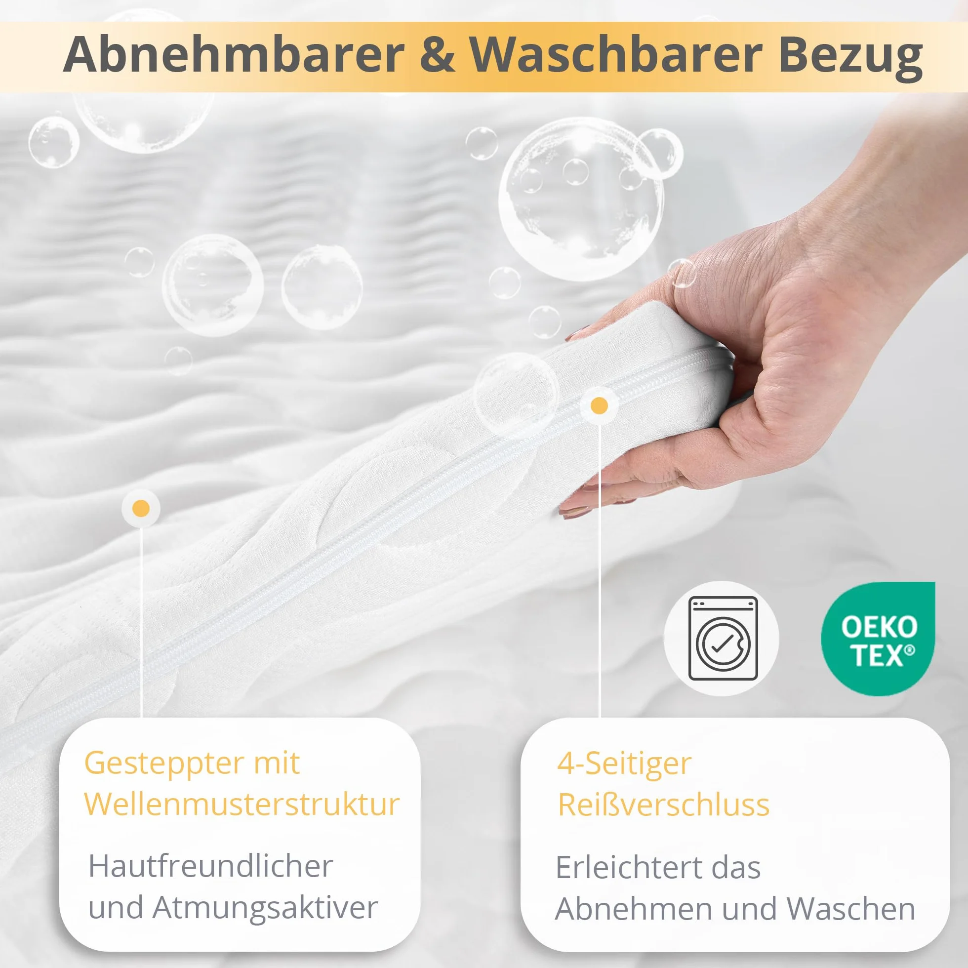 EGO HOME Materac wierzchni 140x200 cm H2 7 cm 7-strefowy rdzeń z pianki zimnej Öko-Tex