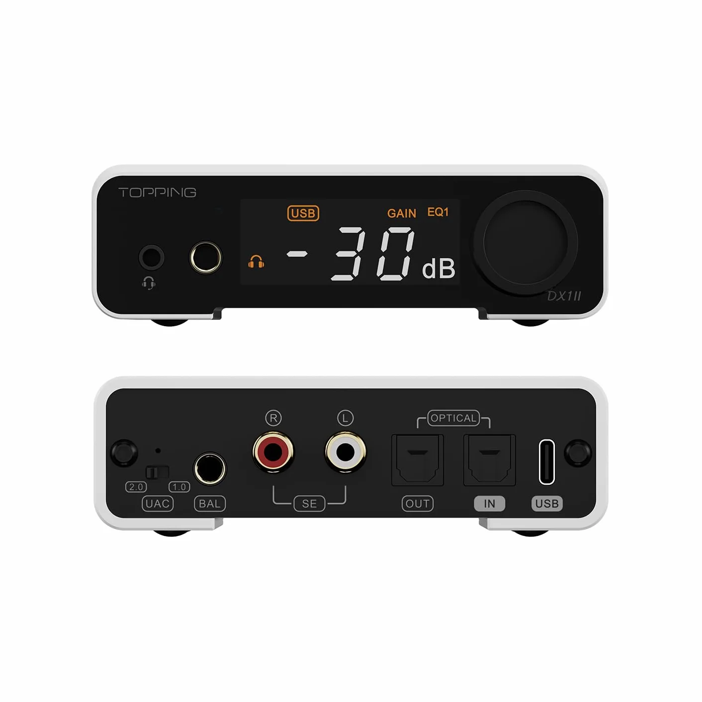 Fanmusic Topping DX1 II wzmacniacz DAC i słuchawki z chipem dekodera 3. generacji ES9039Q2M, XMOS XU-316 z pilotem zdalnego sterowania (biały)