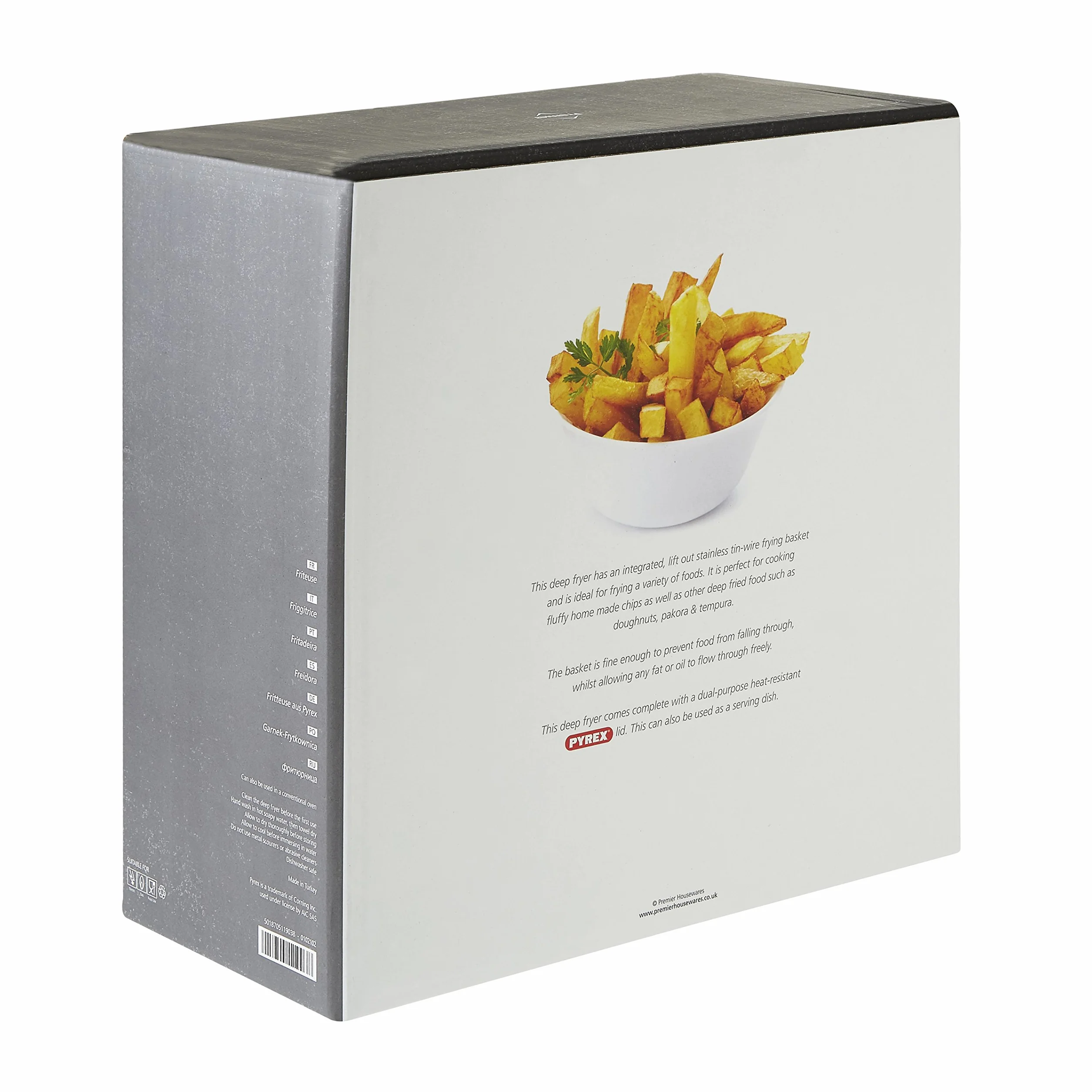 Premier Housewares 102102 5 l frytkownica emaliowana patelnia do frytkownicy szklana pokrywa głęboka patelnia czarna kosz mały