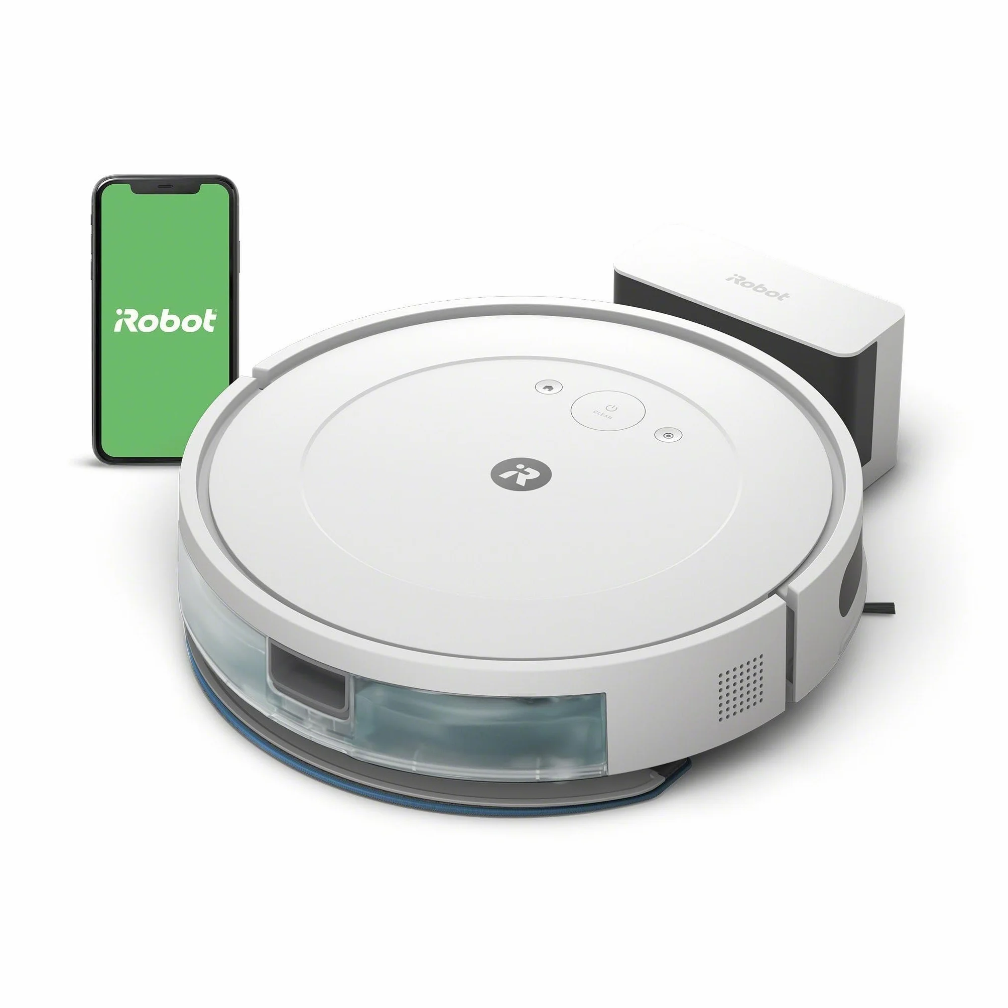 iRobot Roomba Combo Essential robot odkurzająco-mopujący (Y0112), wydajne odkurzanie i mopowanie, 4-stopniowy system sprzątania, trzy poziomy ssania, sprzątanie punktowe, aplikacja