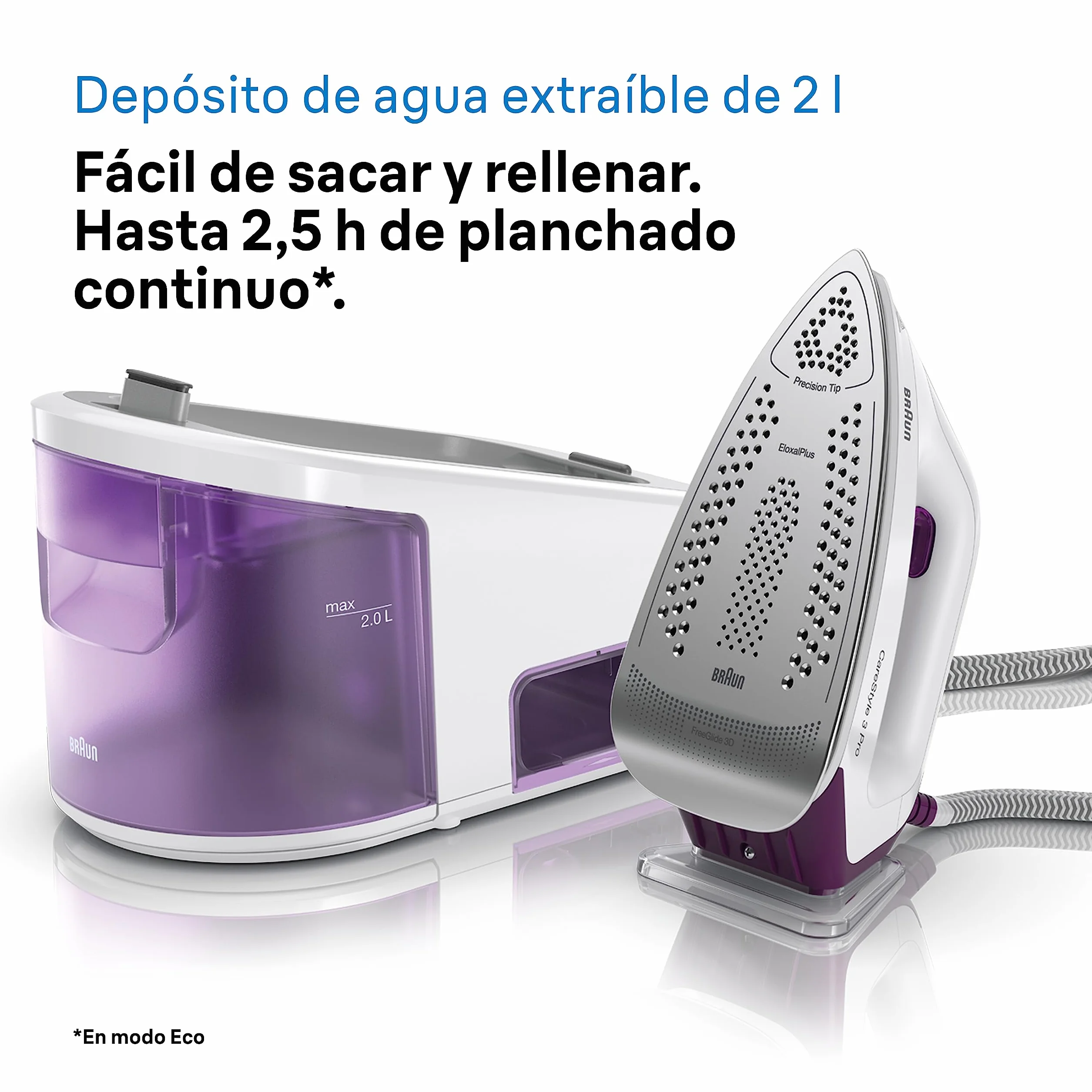 Braun Carestyle 3 Pro Żelazko Parowe, Fioletowy/Biały, 2 litry