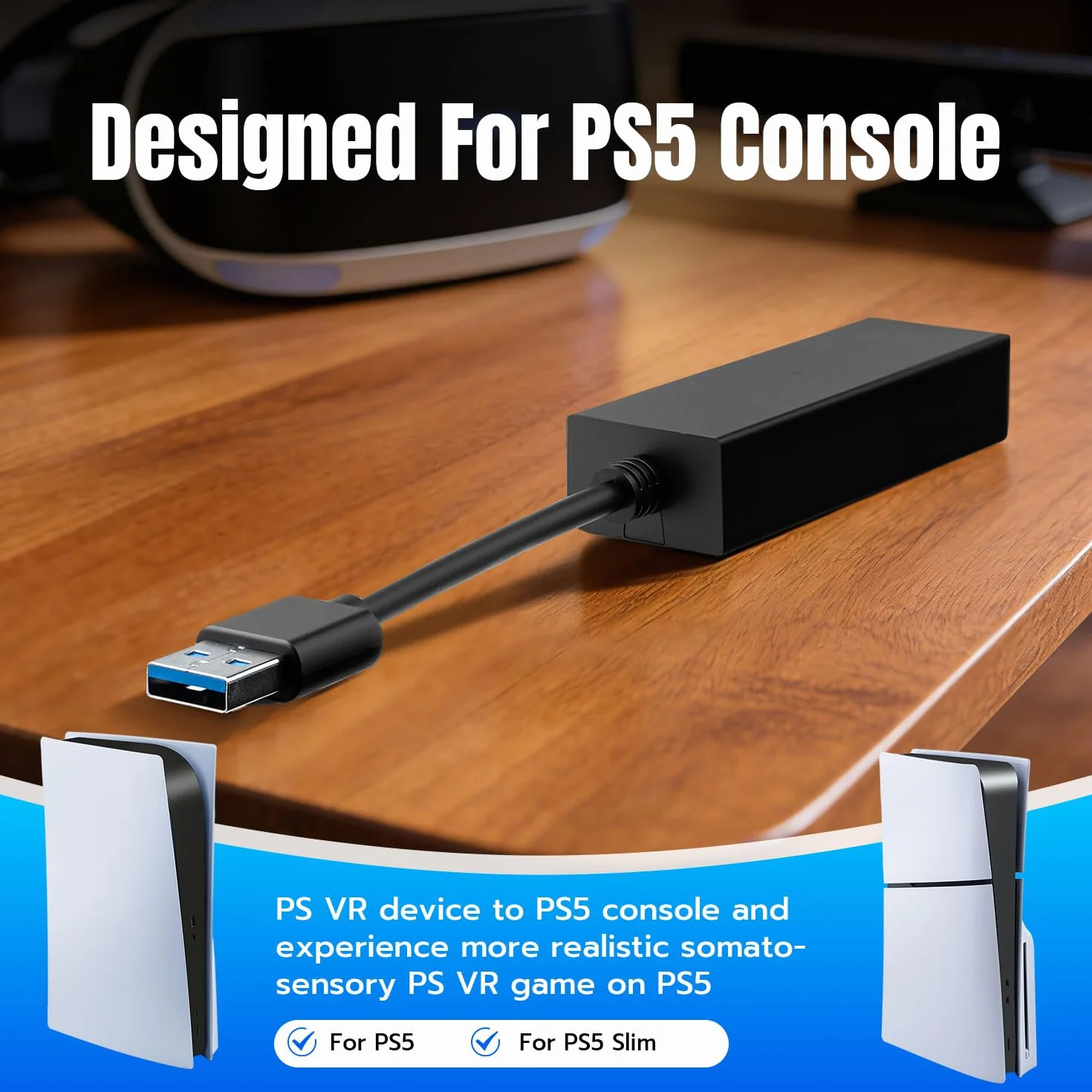 PS5/PS5 SLIM VR Adapter kamery do PSVR, PS4 PS VR Kabel do konwersji kompatybilny z konsolą PS5, PS4 USB 3.0 Kamera do PS5 Konsola VR Akcesoria do gier