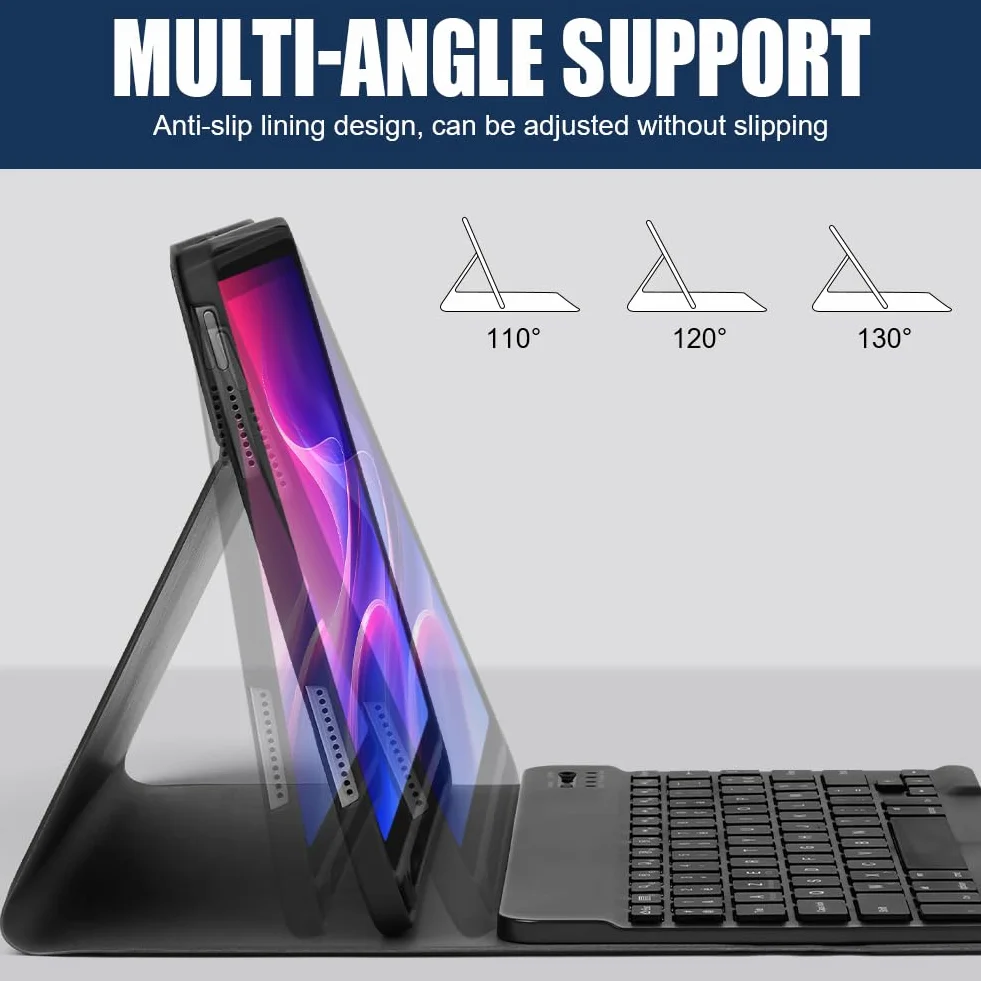 AXFEE Klawiatura Bluetooth, do iPada 10., 10,9", ultracienka bezprzewodowa klawiatura, do systemu Android, Windows, PC, tabletu, z etui na klawiaturę, czarna, wersja normalna, wersja hiszpańska