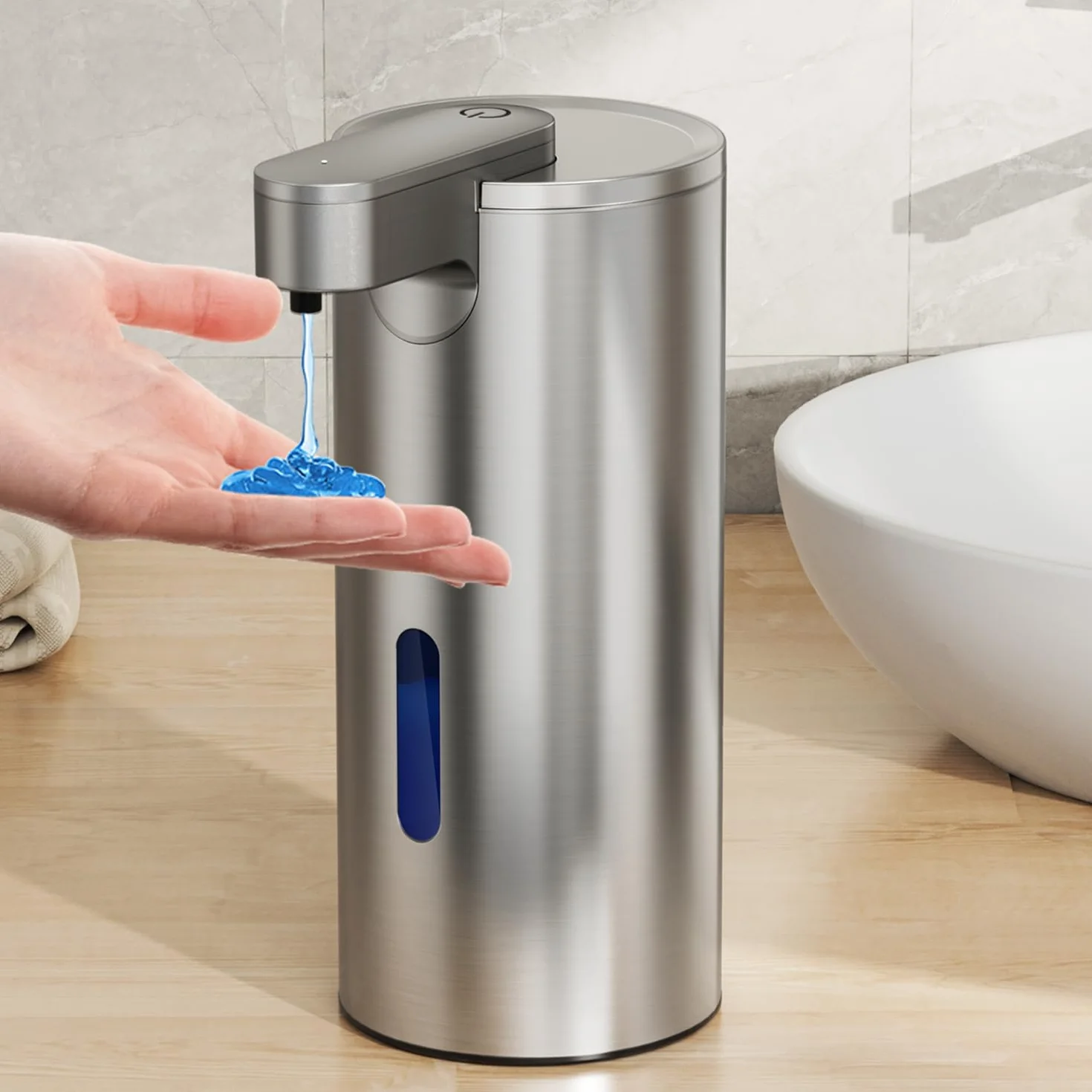 Fachixy Automatyczny dozownik mydła, szczotkowana stal nierdzewna, bezdotykowy, 340 ml, elektryczny dozownik mydła z czujnikiem, ładowany przez USB, do łazienki, kuchni
