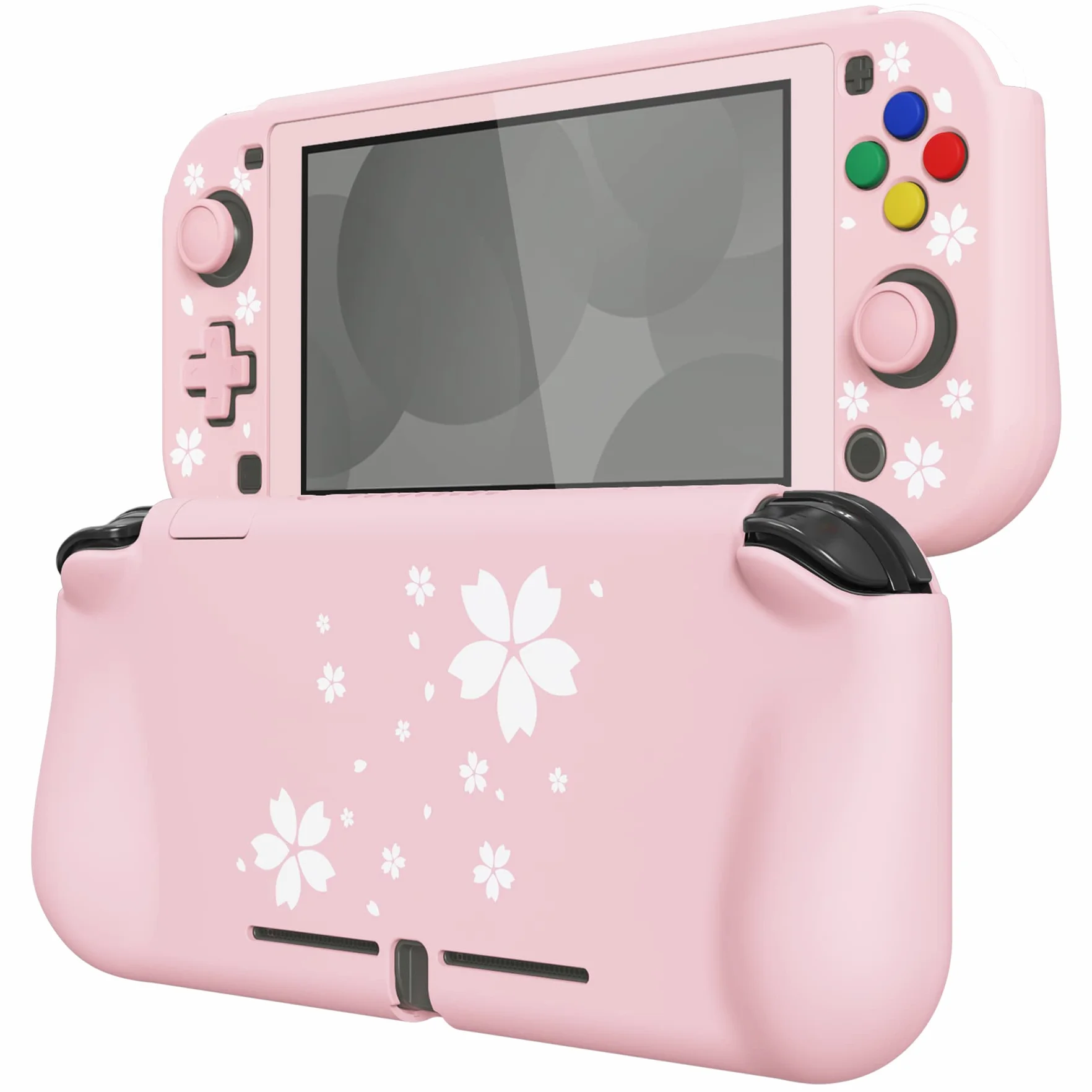 PlayVital Etui Ochronny do Nintendo Switch Lite,ZealProtect Obudowa Protective Cover do Switch Lite,Case Hard Shell z Ochraniacz Ekranu&Kciuka Caps&Caps Przycisków-Płatki Kwiatów Wiśni
