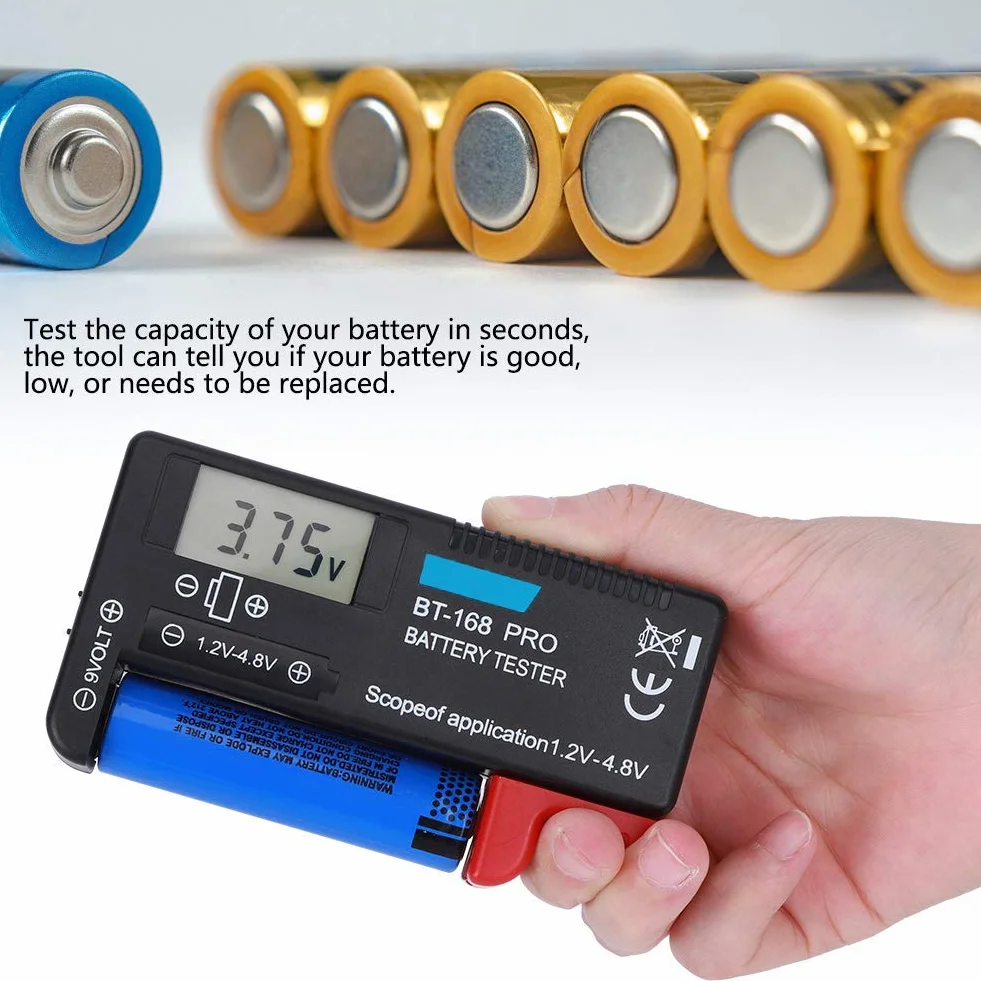 Walfront BT ‑ 168PRO Tester pojemności baterii Tester małych baterii guzikowych kontrola baterii test baterii 1,2 ~ 4,8 V 9 V cyfrowy wyświetlacz LCD