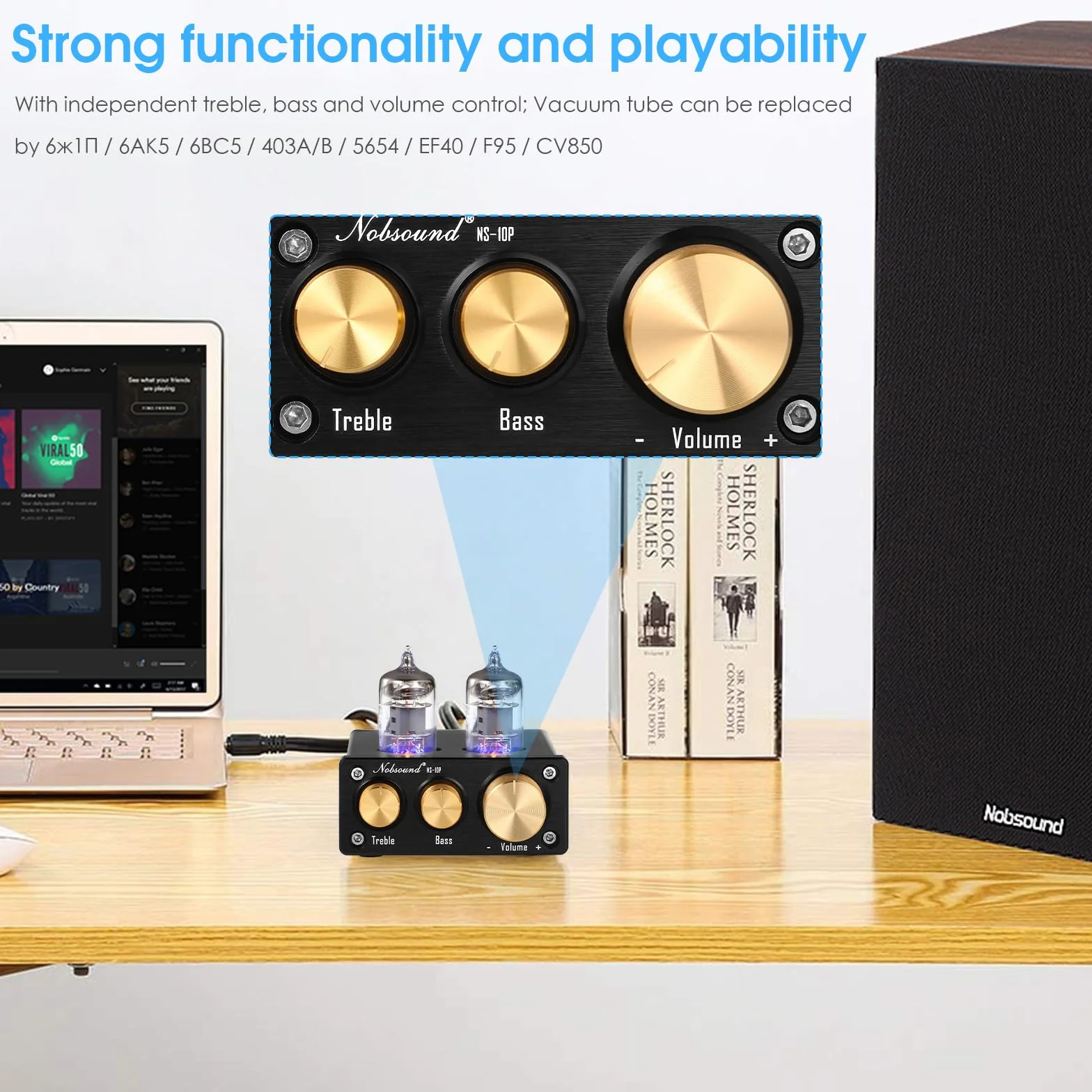 Nobsound NS-10P Mini przedwzmacniacz Valve Tube Preamp Audio Hi-Fi Stereo przedwzmacniacz rurowy z regulacją wysokości basów