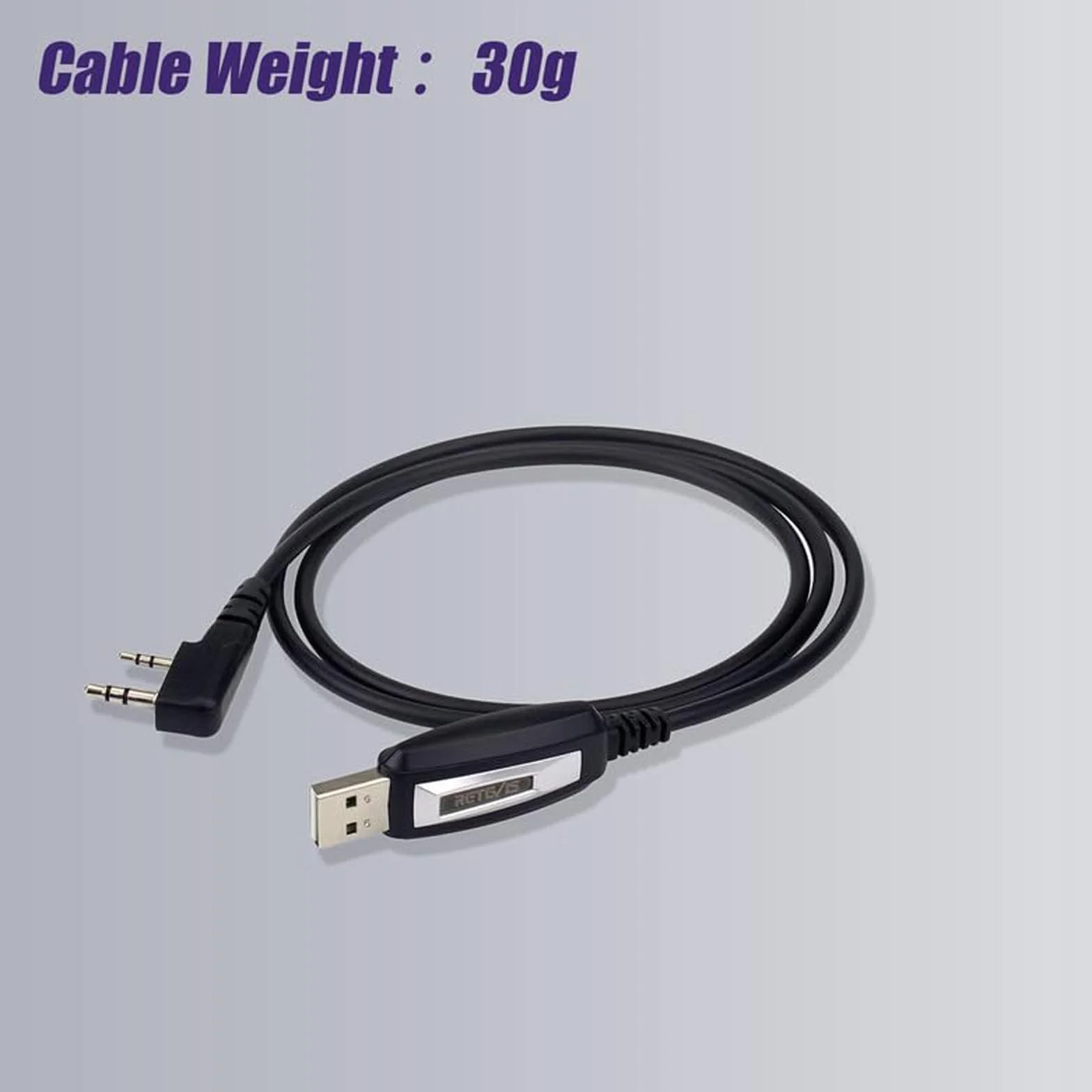 Retevis Kabel do programowania USB, wbudowany chip, 2-pinowy kompatybilny z Walkie Talkie RT24 RT27 RT622 RT668 RT5R RA79 H777 Tid Radio Baofeng UV-5R GT-18 Quansheng UVK5 (1 szt.)