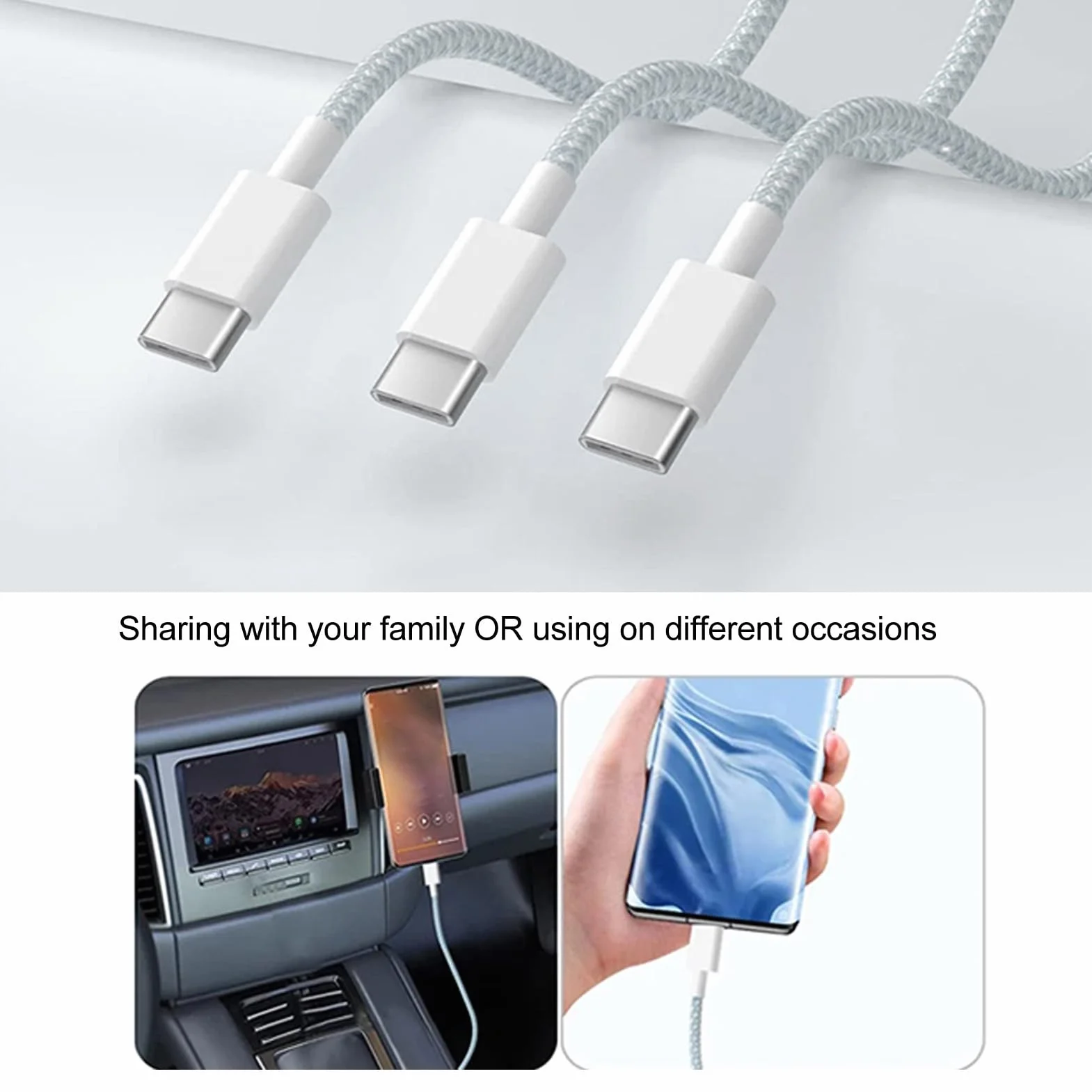 Kabel USB C na USB C, Nylonowy Kabel ładowarki USB C o Długości 3,3 Stopy, Typ C 60 W 3 A dla IOS 15/15 Pro/15 Plus/15 Pro Max, IOS Pad Pro Mini Air, S23 S22 i Więcej