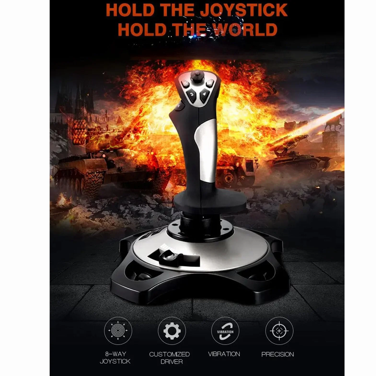 Przewodowy Joystick Symulatora Latania USB z Wibracjami i Przepustnicą do Komputera