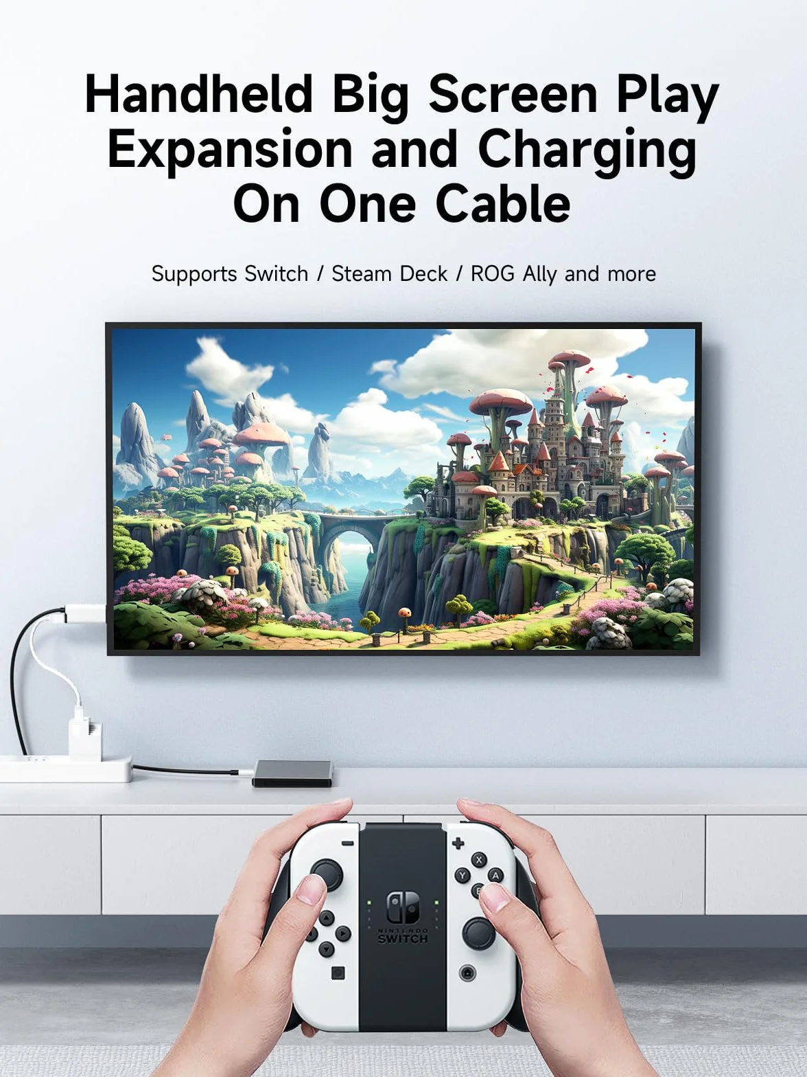 Hagibis - Stacja dokująca do Nintendo Switch & Switch OLED, USB C na DisplayPort kabel adapter z 8K przy 60Hz DP, 100 W PD, typ C na DP adapter do laptopa, tabletu, SteamDeck (biała)