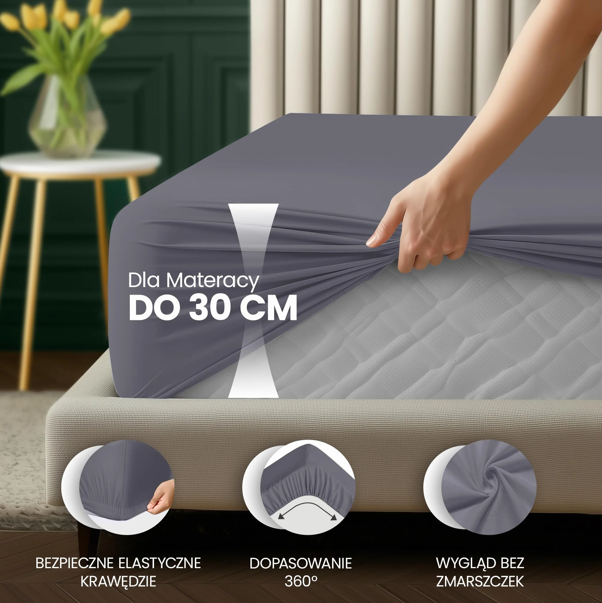 Utopia Bedding Prześcieradło z gumką 120 x 200 cm - głębokości do 30 cm - Certyfikat Oeko-Tex - prześcieradło ze szczotkowanej mikrofibry - Szary