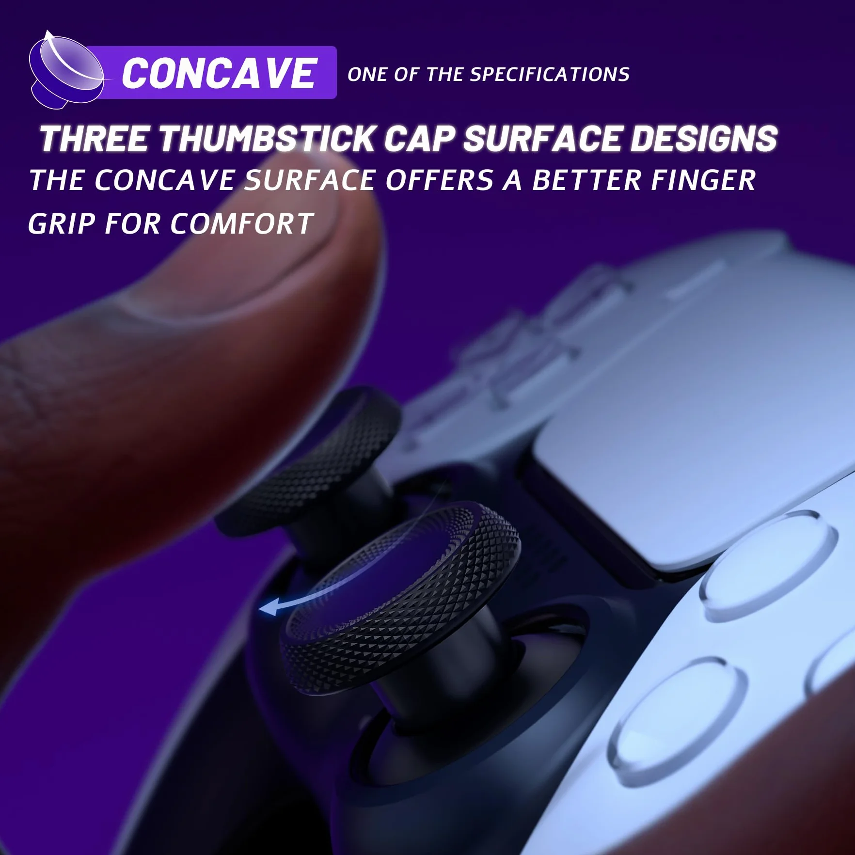 eXtremeRate ThumbsGear V3 Wymienne ergonomiczne pałeczki do kontrolera PS5, zamienne analogowe kciuki do kontrolera PS4, 4 wypukłe i wklęsłe joysticki z regulacją wysokości, czarne