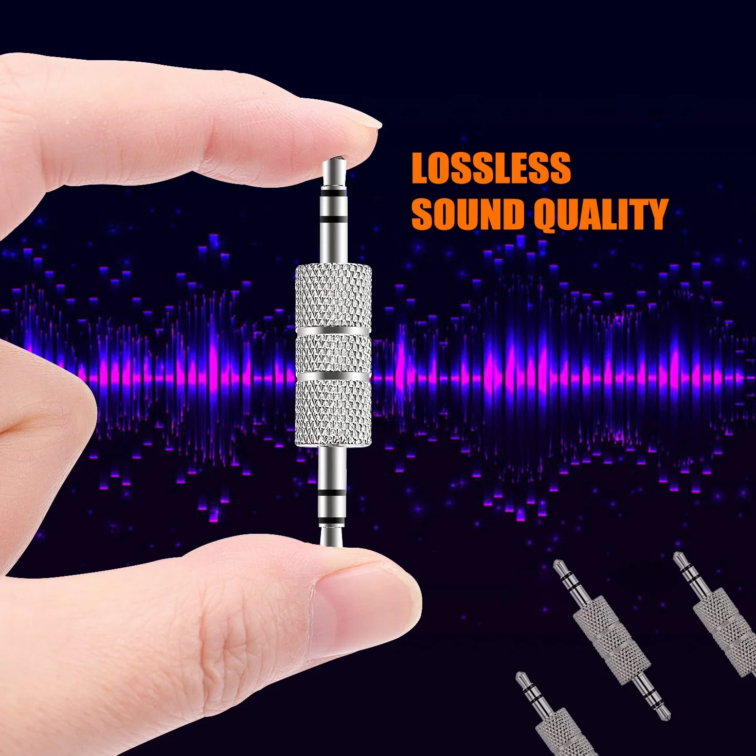 8 szt. 3,5 mm męski na męski adapter audio, 3,5 mm metalowy 3-biegunowy TRS męski na męski stereo, złącze wtykowe do słuchawek, niklowane