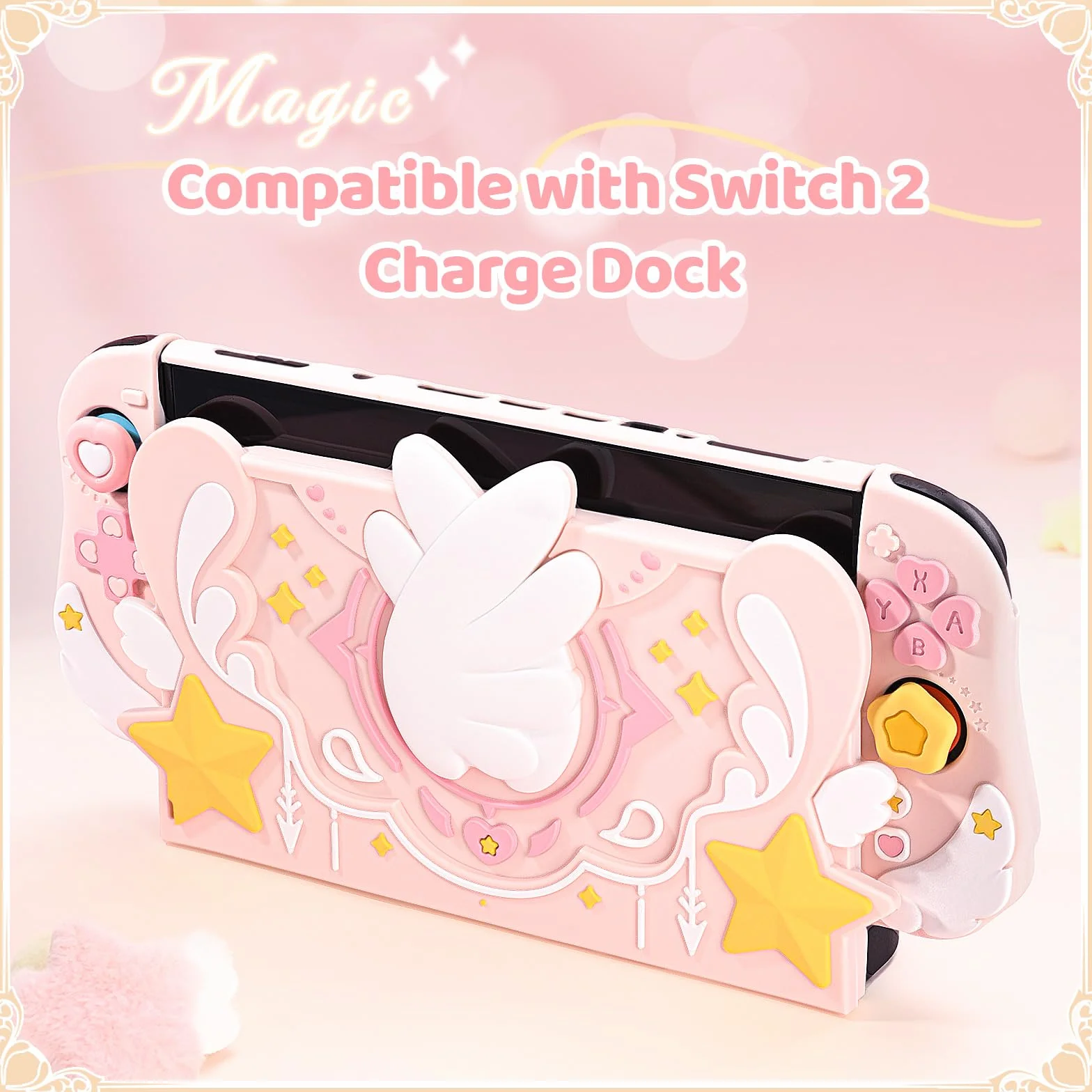 GeekShare Miękki silikonowy pokrowiec na płytę przednią do Switch 2 Dock Star Wings Series