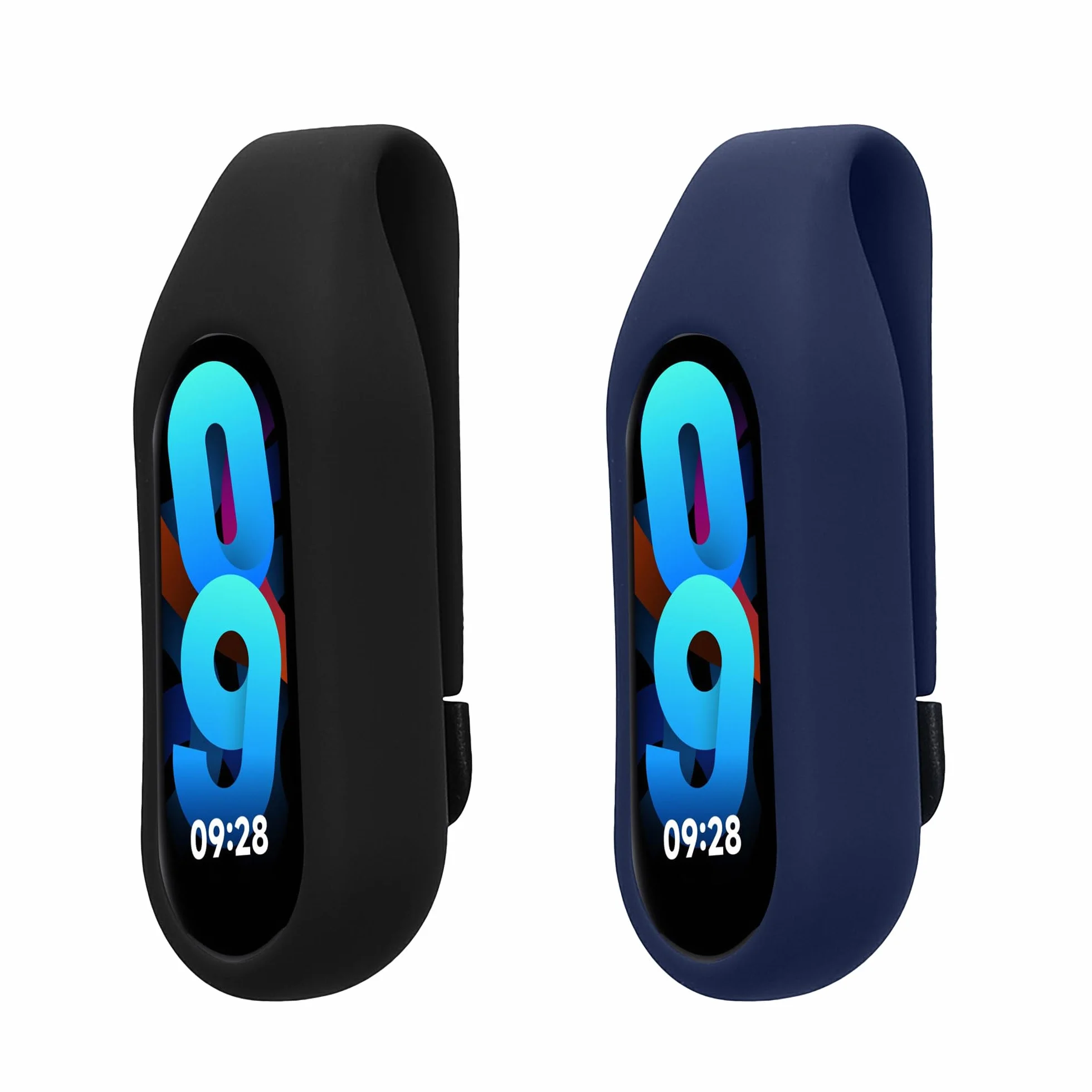 kwmobile 2 x uchwyty na klipsy kompatybilne z Xiaomi Mi Band 10/9 / 8 – zestaw zamienny z klipsem – czarny/ciemnoniebieski
