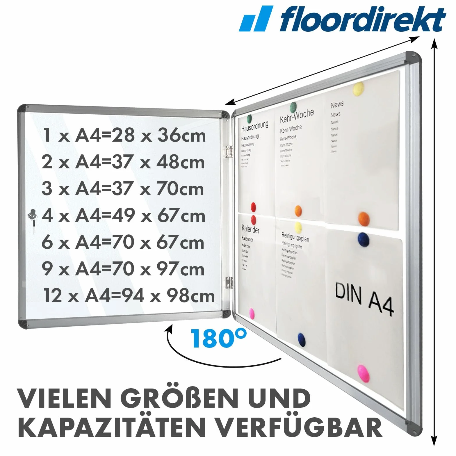 Witryna do wnętrz magnetyczna z aluminium dla 4 x A4