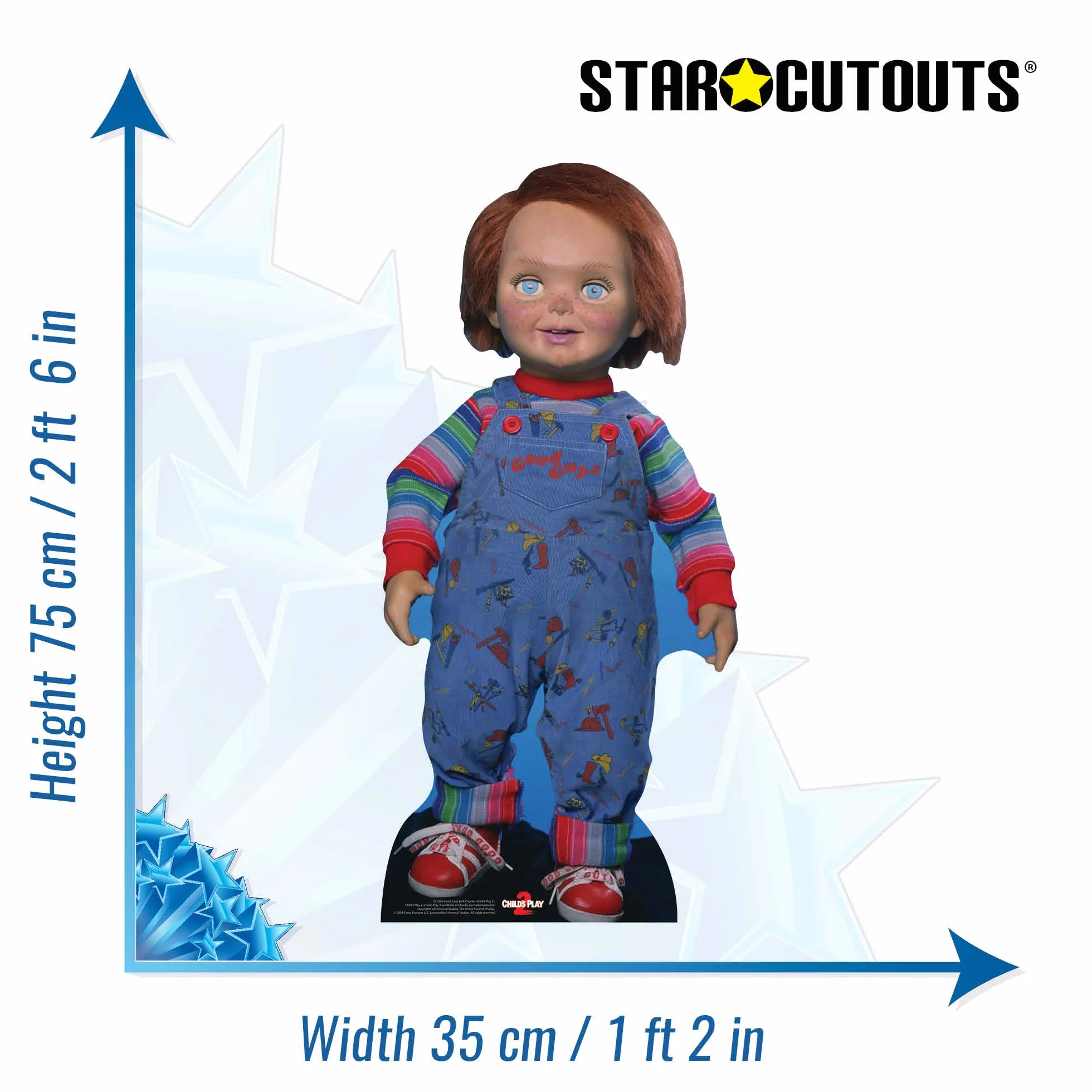 Star Cutouts Ltd SC1326 Good Guys lalka Chucky dziecięca zabawa idealna na Halloween, przyjaciół i fanów