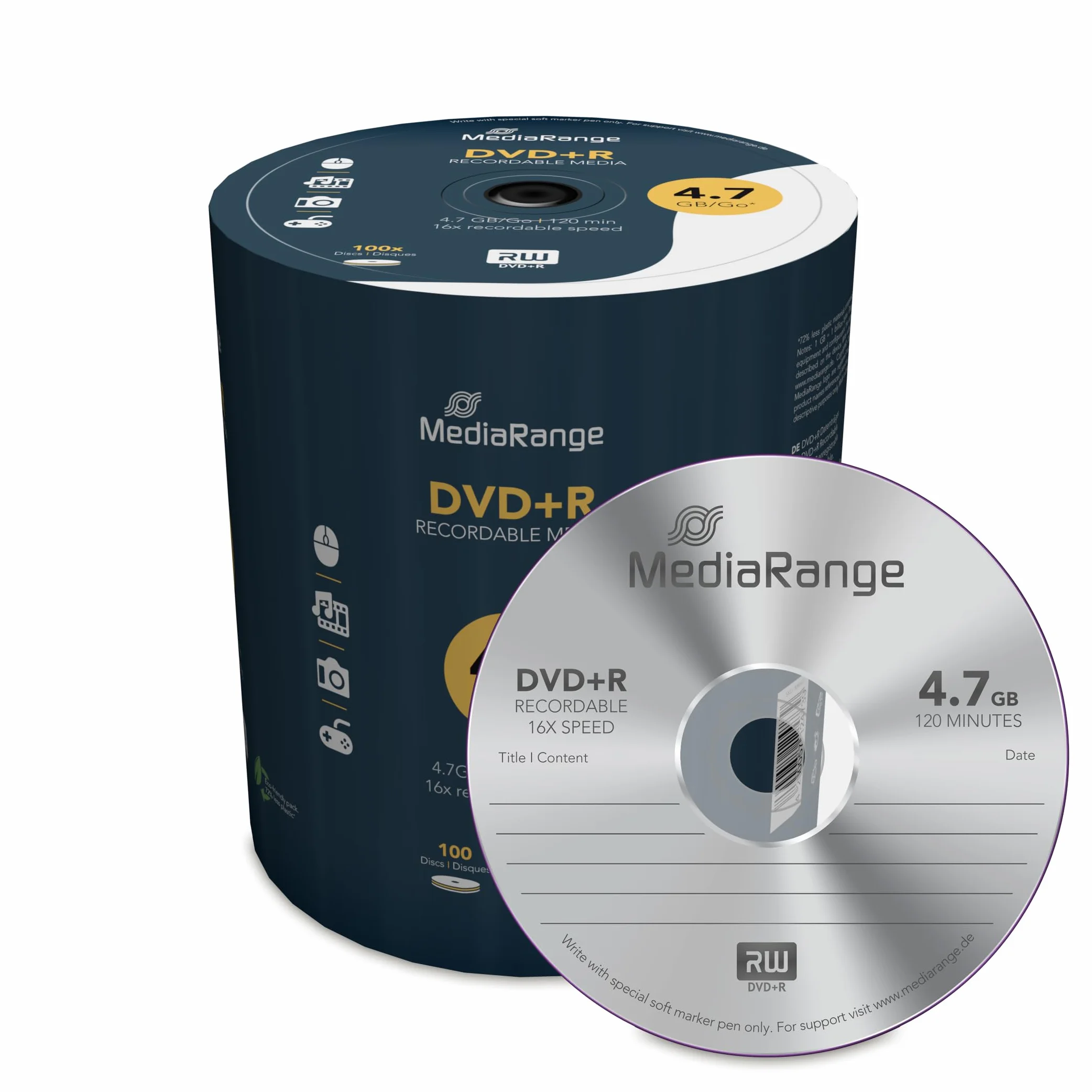 MediaRange MR443 DVD+R 4,7 GB (16 x prędkość, 100 sztuk)