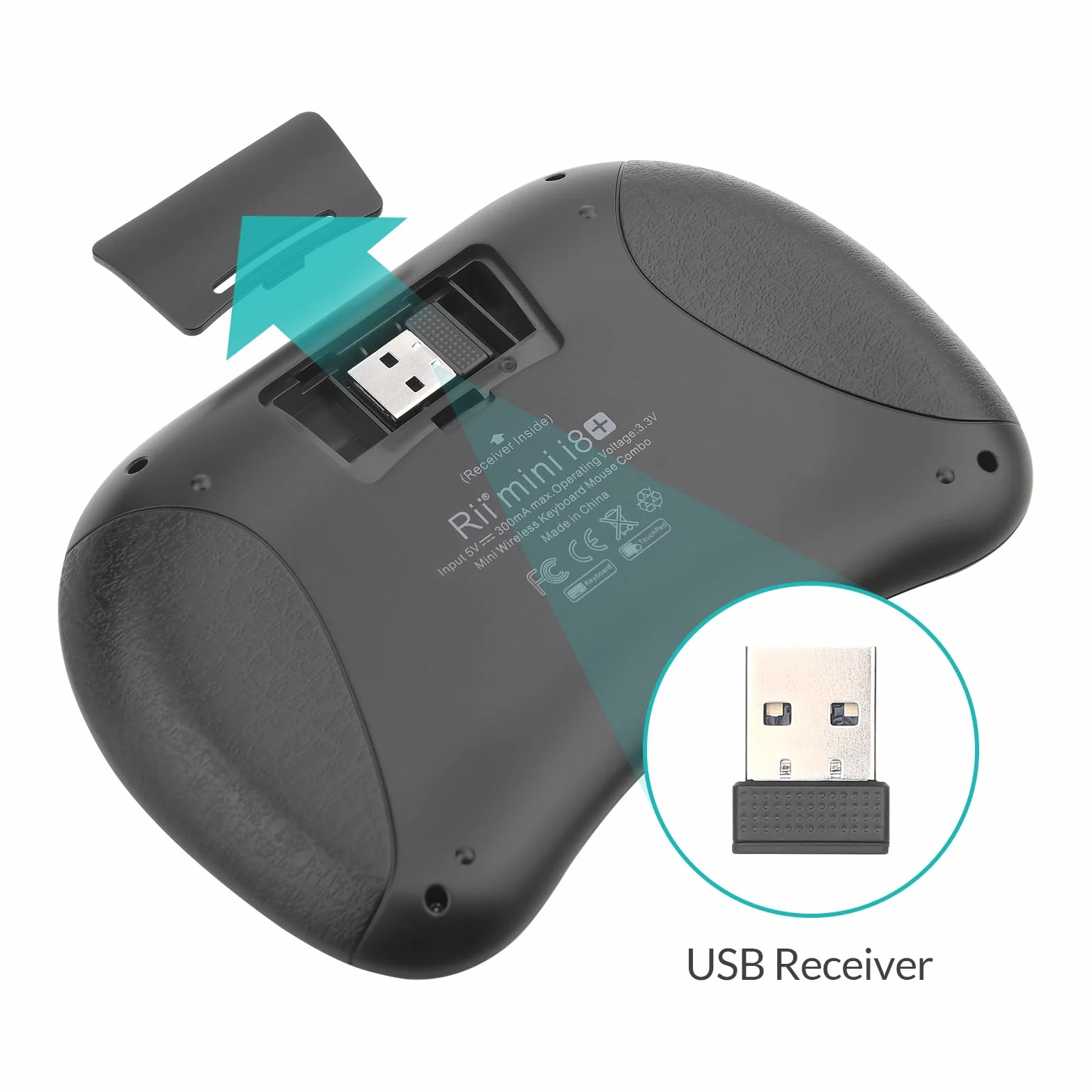 Rii i8+ bezprzewodowa klawiatura 2,4 GHz z myszą Touchpad - czarna