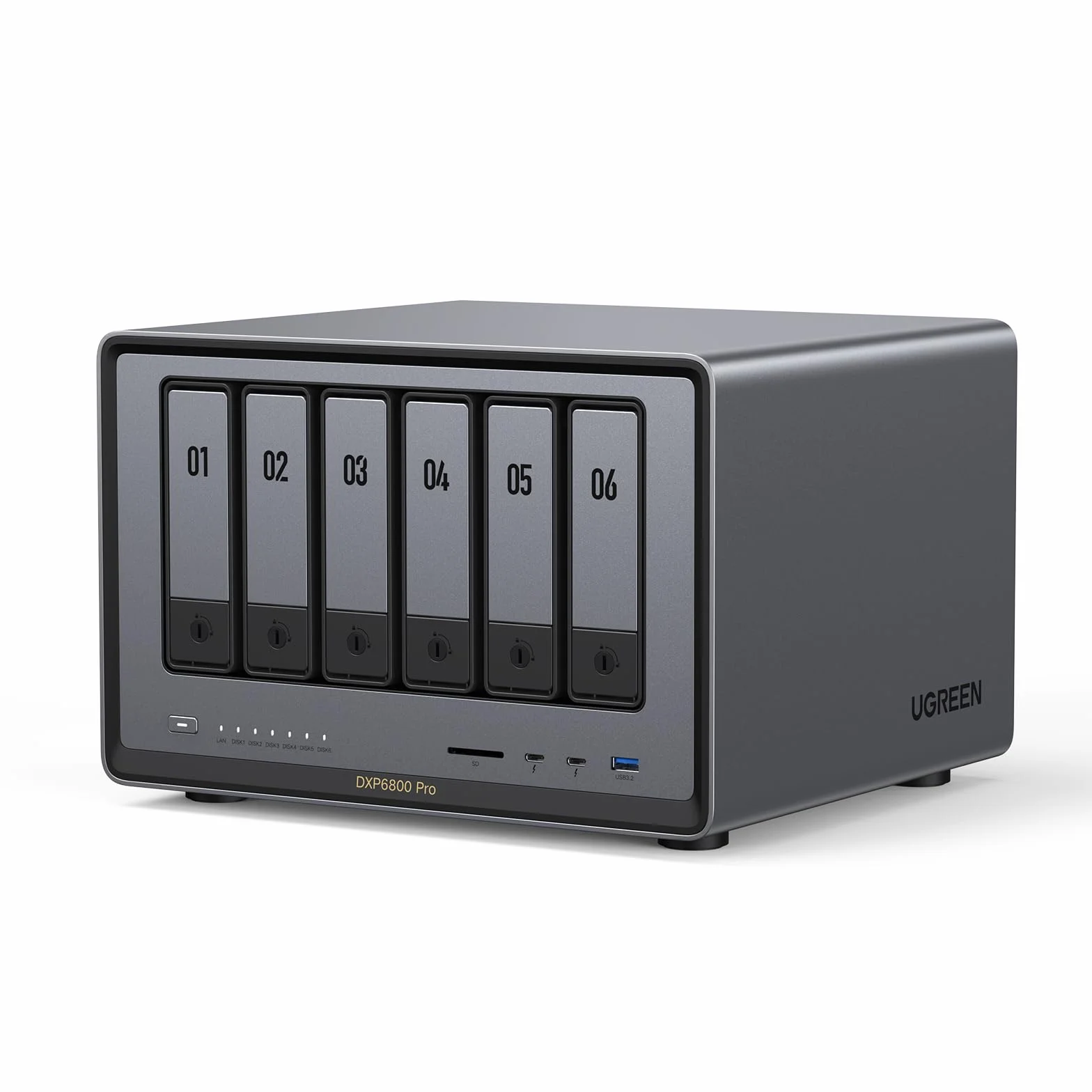 UGREEN NASync DXP6800 Pro, Stacja Dyskowa Biurkowa 6 Bay, Procesor Intel i5 1235u 10rdzeniowy, 8 GB Pamięci DDR5, 128 GB SSD, 2 Porty 10 GbE, 2 Miejsca M.2 NVMe, HDMI 8K, 2 Porty TBT4 (Bez Dysków)