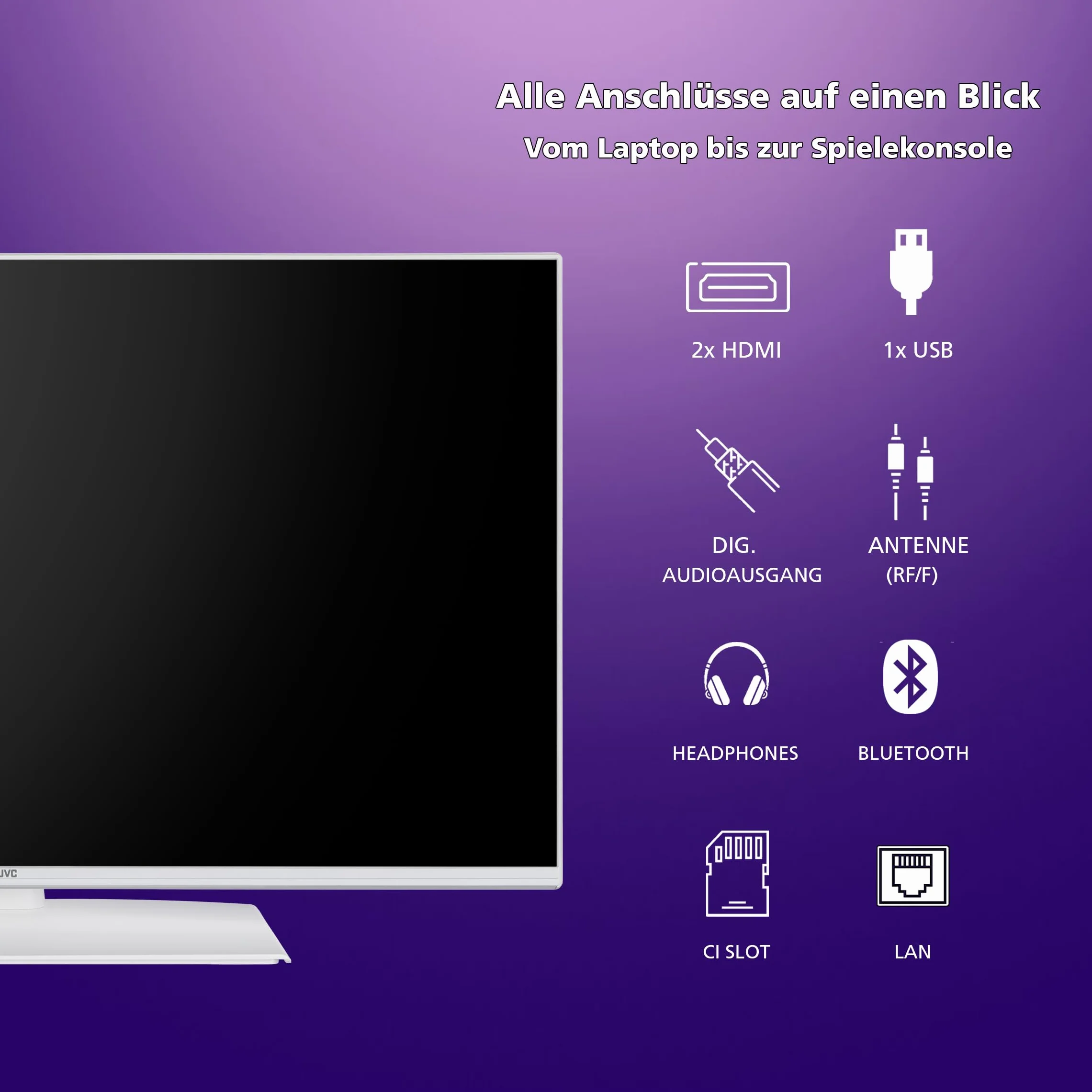 JVC TiVo LT-40VF5355W Telewizor 40" Smart TV, z potrójnym tunerem i 6 miesięcy HD+, LED biały