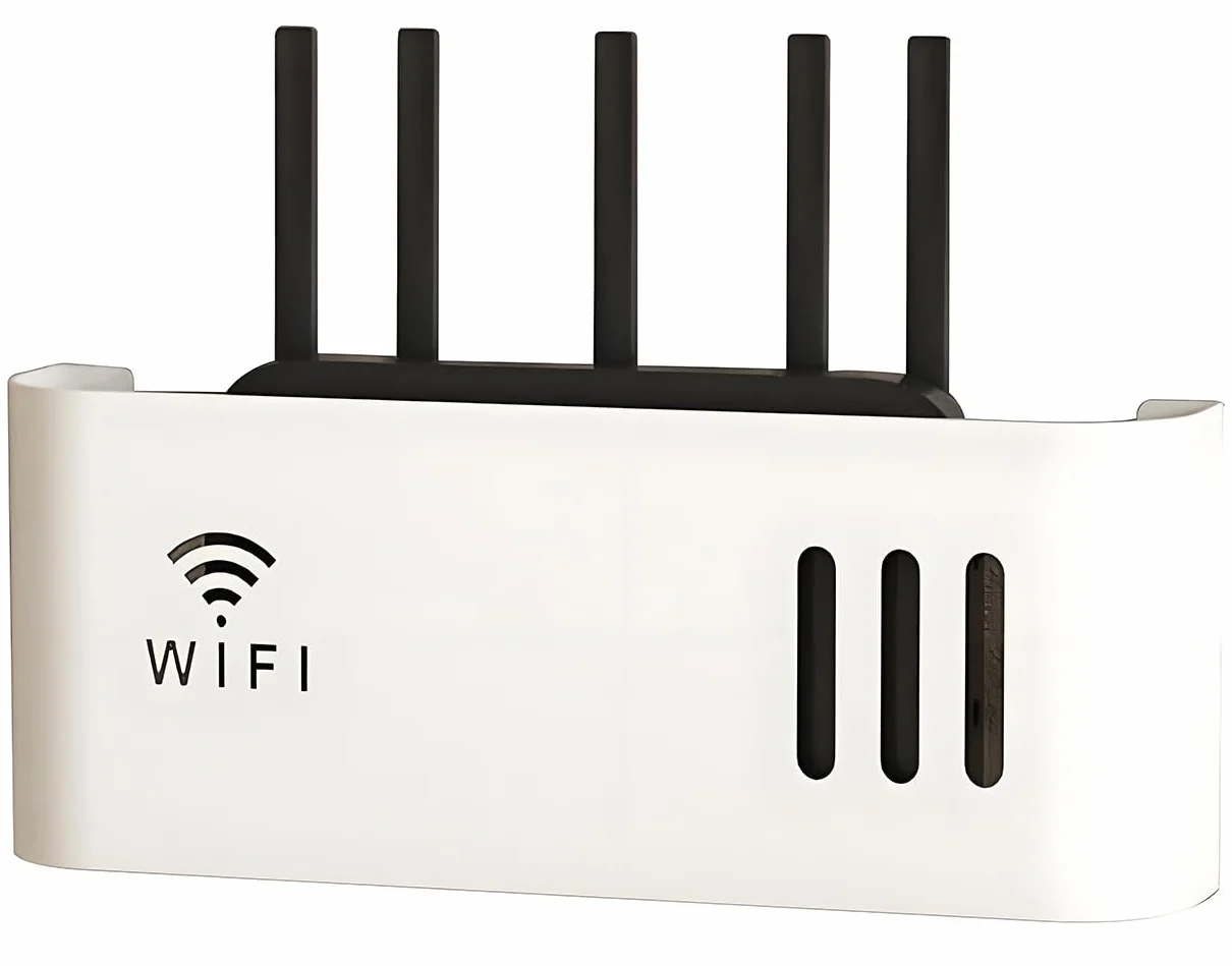 Półka na router, pudełka do przechowywania routera WiFi, regał ścienny na kabel WiFi z osłoną na przewody, organizer do przechowywania kabli, routerów (Biały)