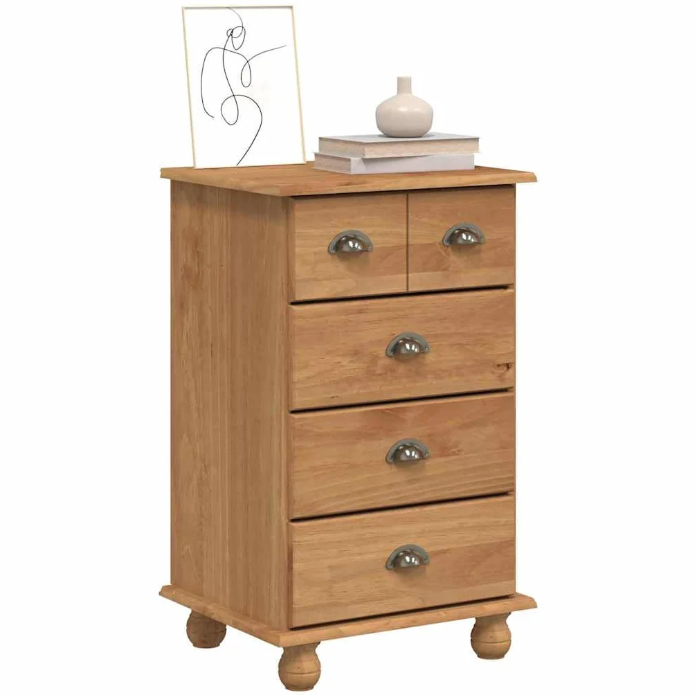 vidaXL Komoda ASKIM Brązowy 45,8 x 40 x 79 cm Lite drewno sosnowe Nowoczesna szafka