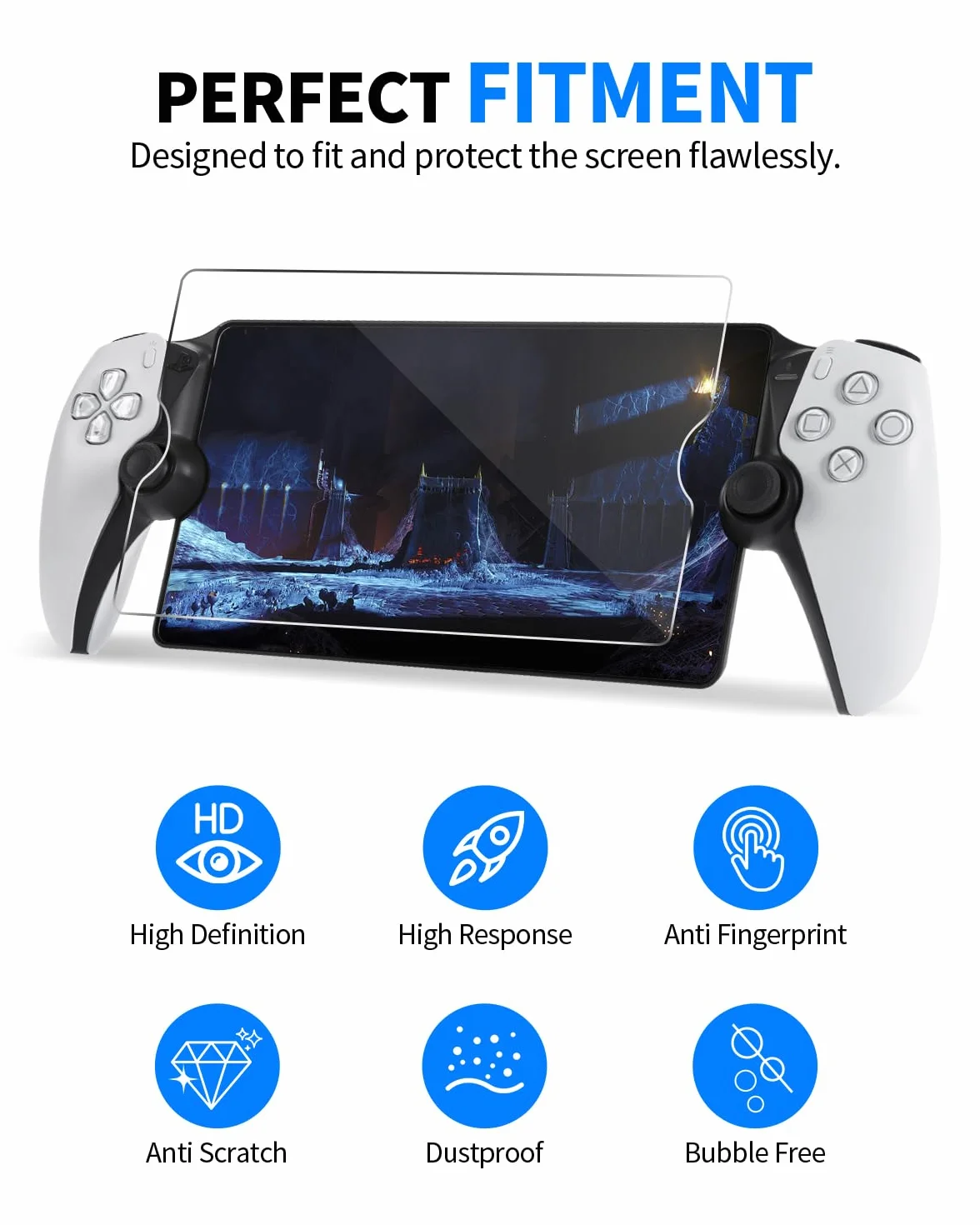 8 in 1 Accessories Set Compatible with Playstation Portal, Portable Hard Carrying Case with Silicone Protective Cover for P5 Portal, Screen Protector with 4 Thumb Grips - Black