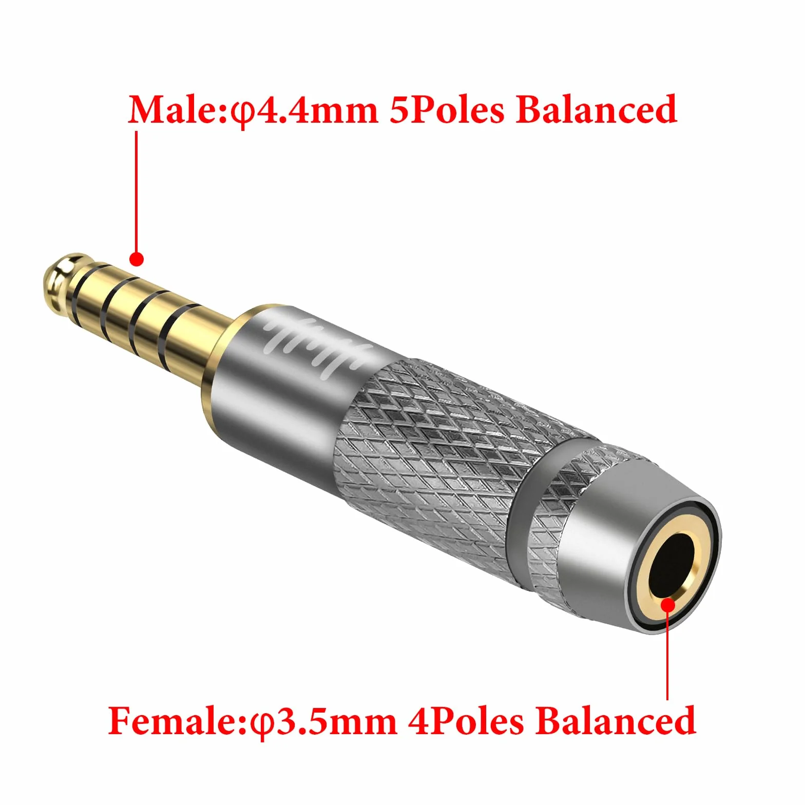 Geekria zbalansowany adapter słuchawkowy 4,4 mm na 3,5 mm, kompatybilny z kablami 3,5 mm (4-biegunowymi) i urządzeniami audio 4,4 mm. Solidna obudowa ze stopu aluminium, pozłacana