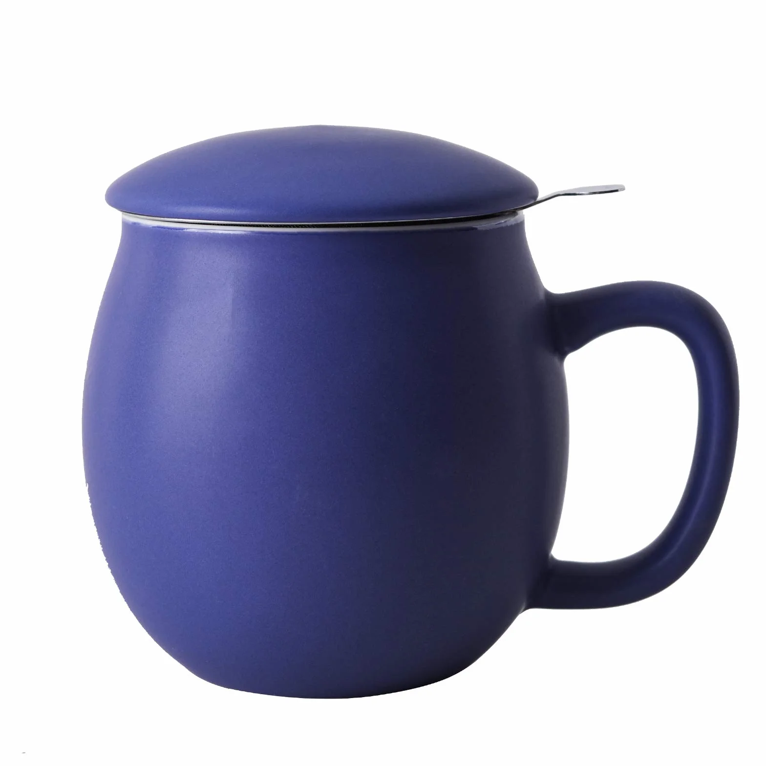 Yundu Porcelanowa filiżanka do herbaty 355 ml z zaparzaczem i pokrywką, kubek z pokrywką do stromenia, matowy głęboki fiolet